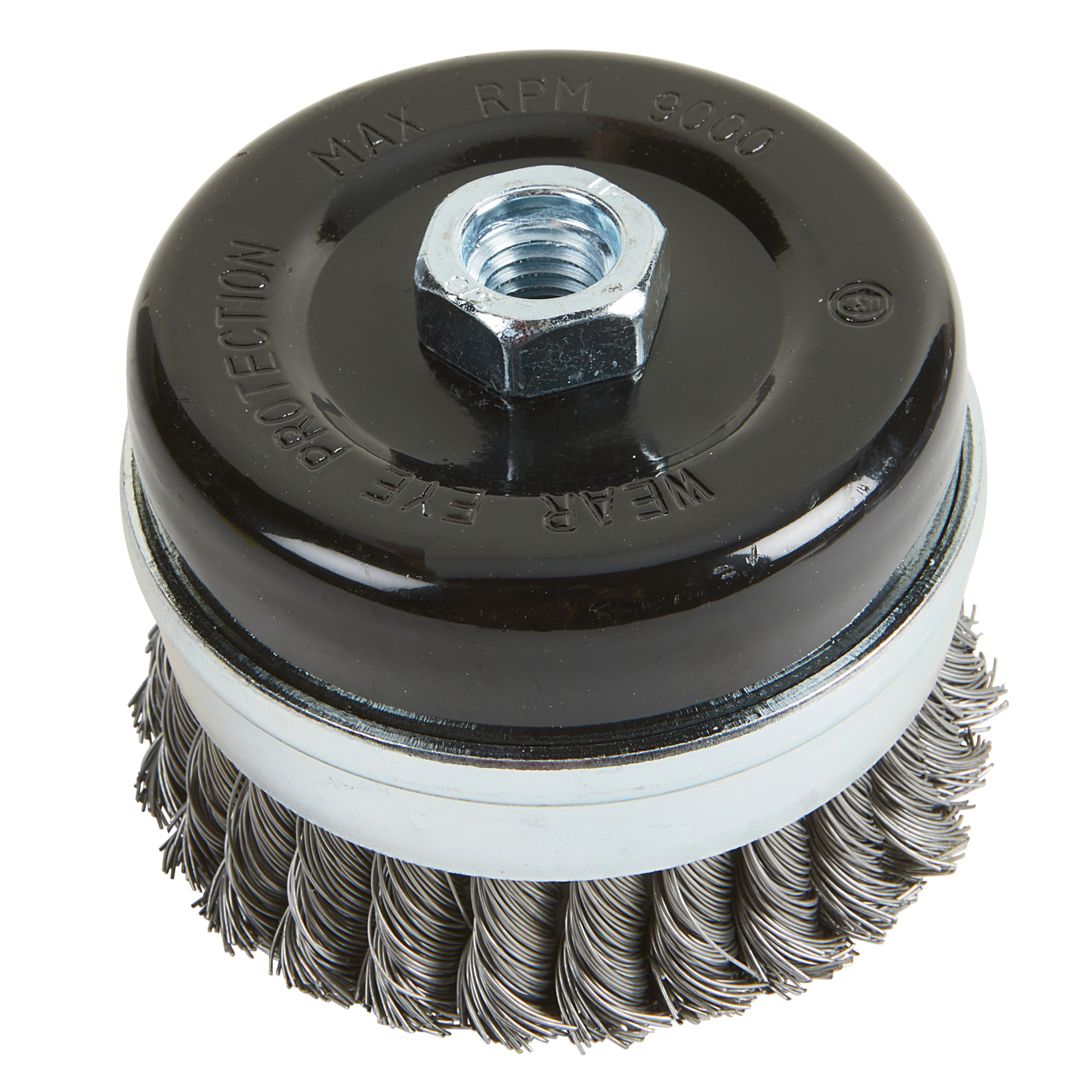 Klutch 4in. Industrial Twisted-Knot Wire Wheel for Angle Grinders, 5/8in.-11, 12,500 RPM