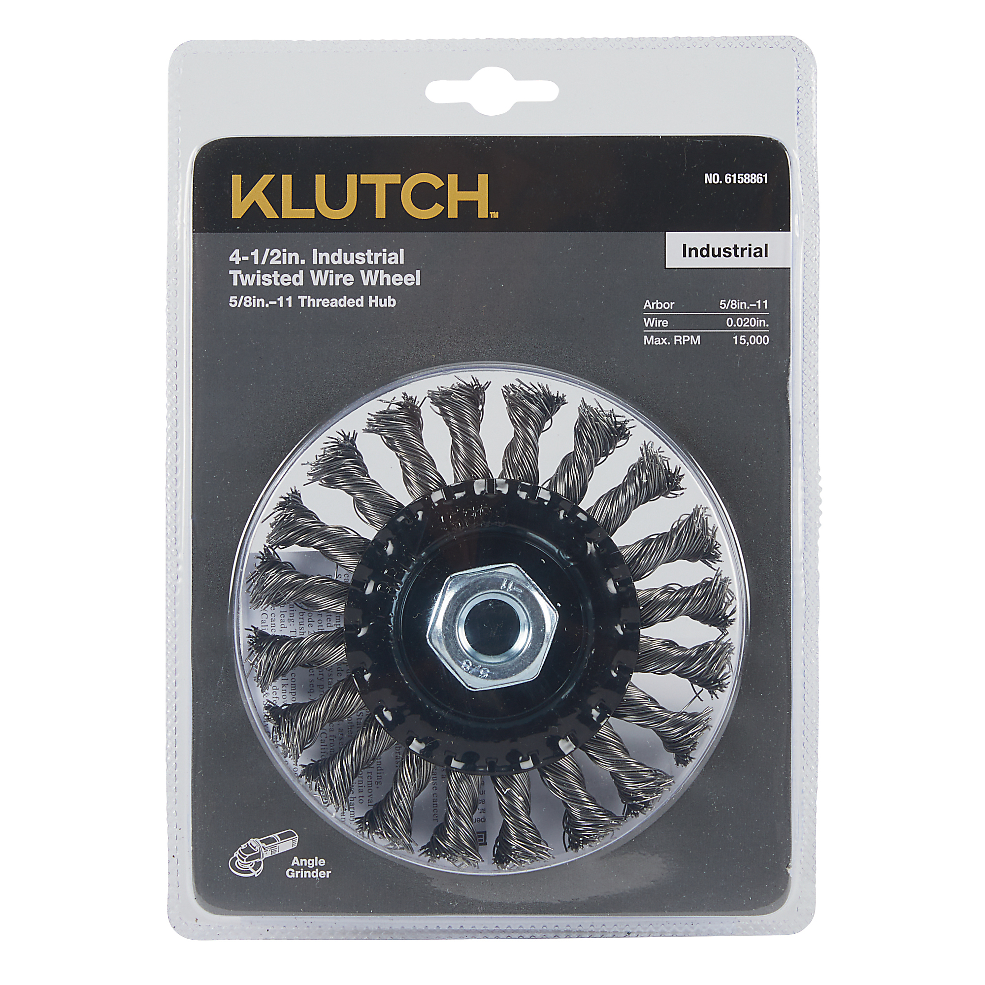 Klutch 4.5in. Industrial Twisted-Knot Wire Wheel for Angle