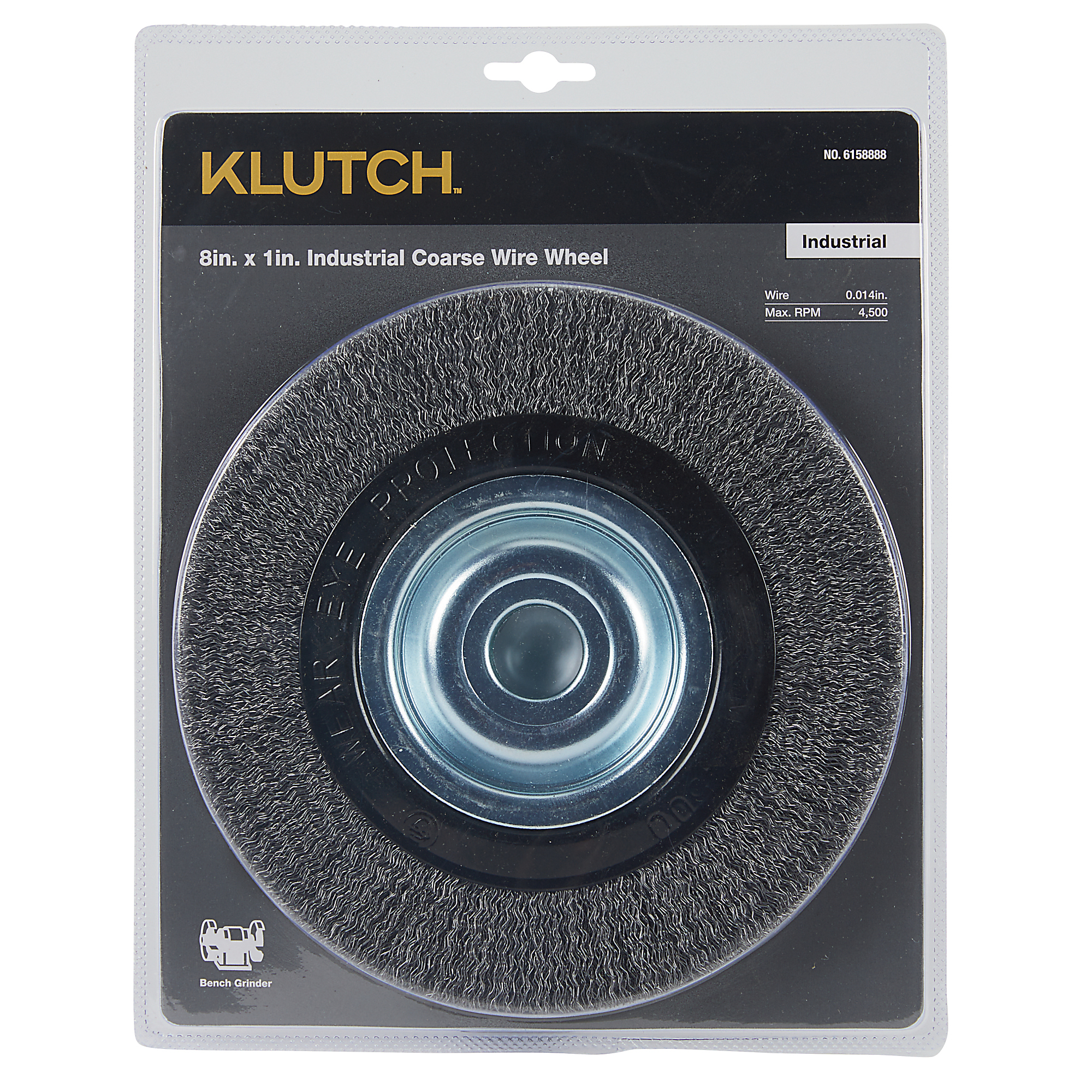 Klutch 8in. Industrial Coarse Crimped Wire Wheel for Bench