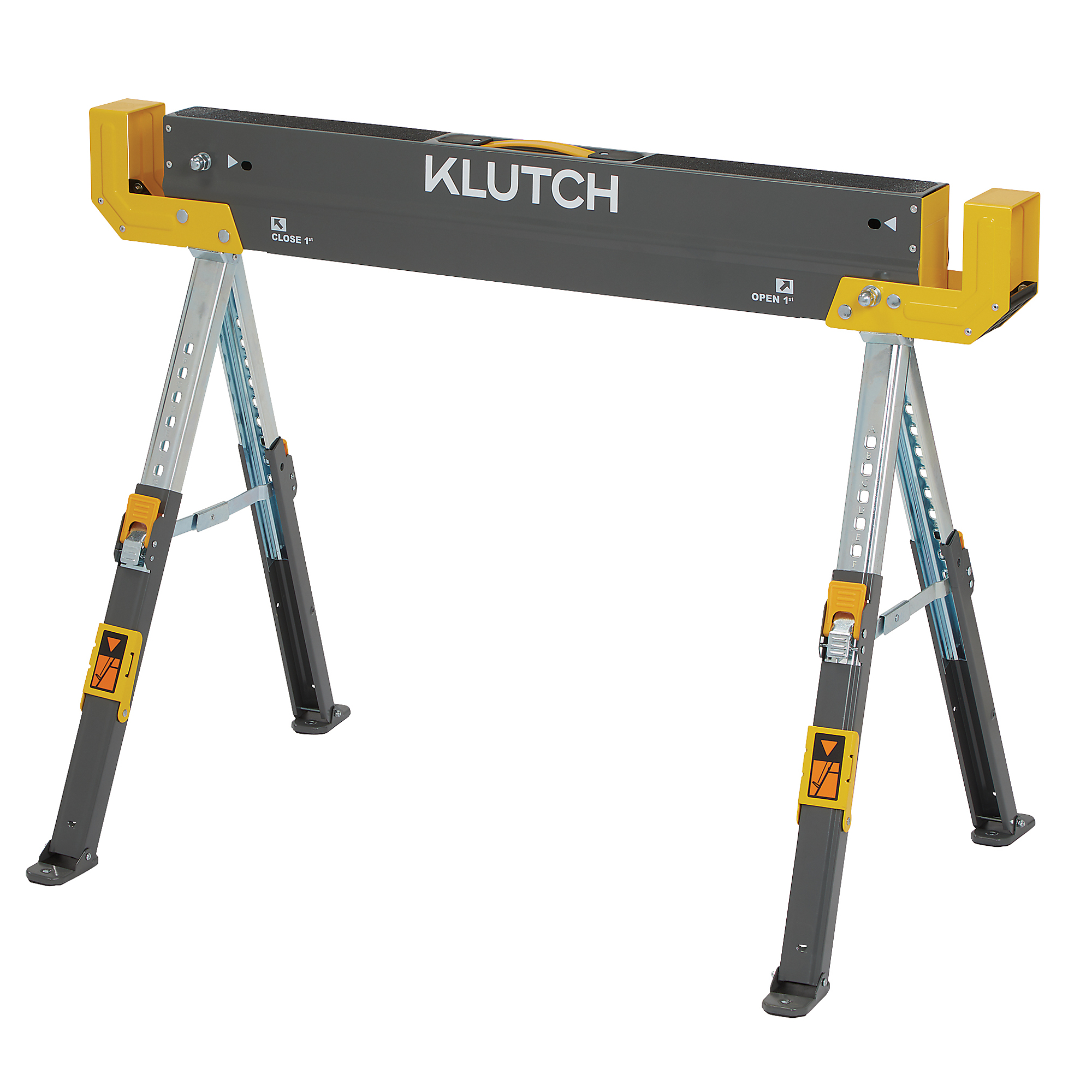 Klutch 32in. Adjustable Steel Sawhorse, 1300-Lb. Capacity