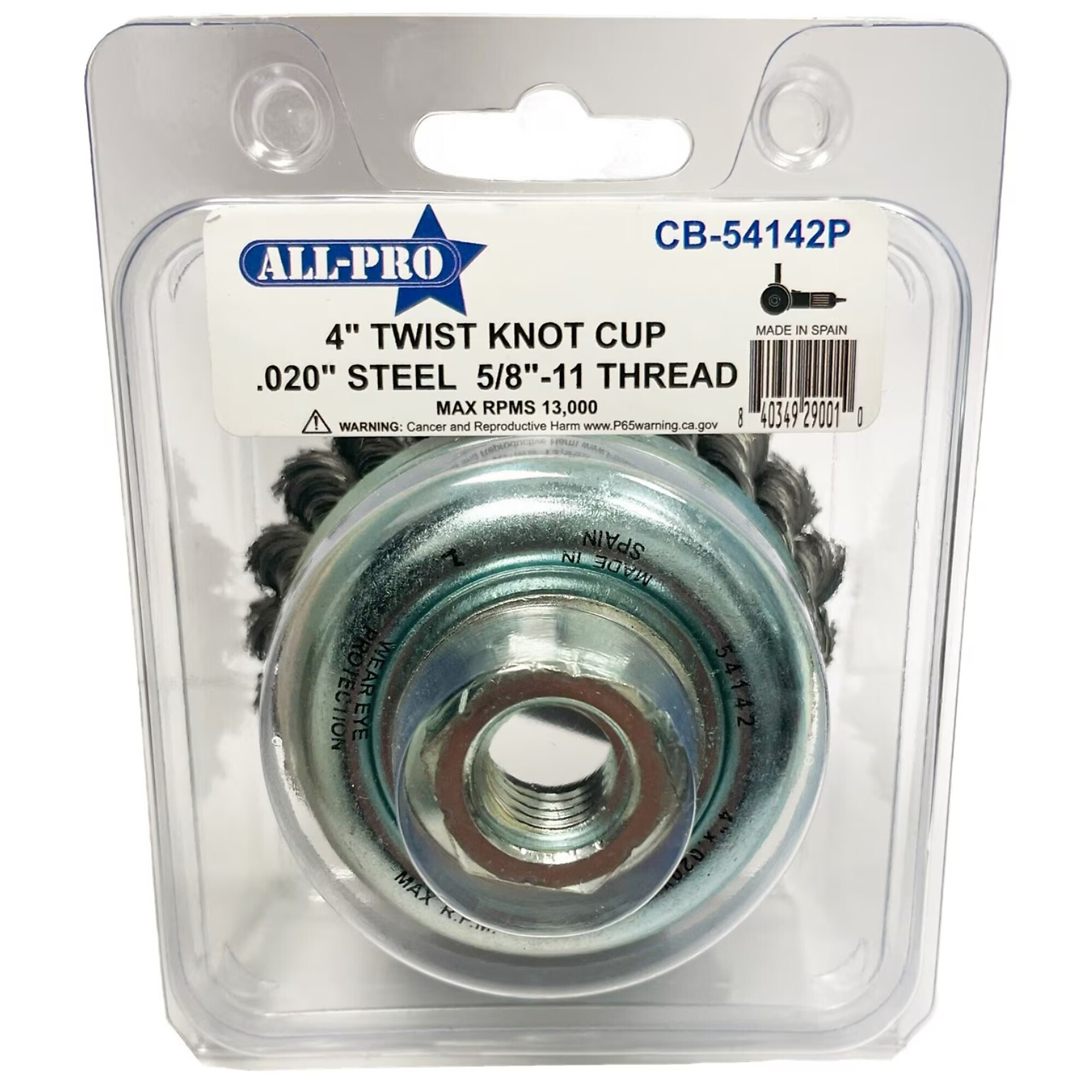 AllPro, Cup Brush, Twist Knot, 6in., Wheel Diameter 6 in, Arbor Size 5/8 Wheels (qty.) 1 Model# ALPCB56142P