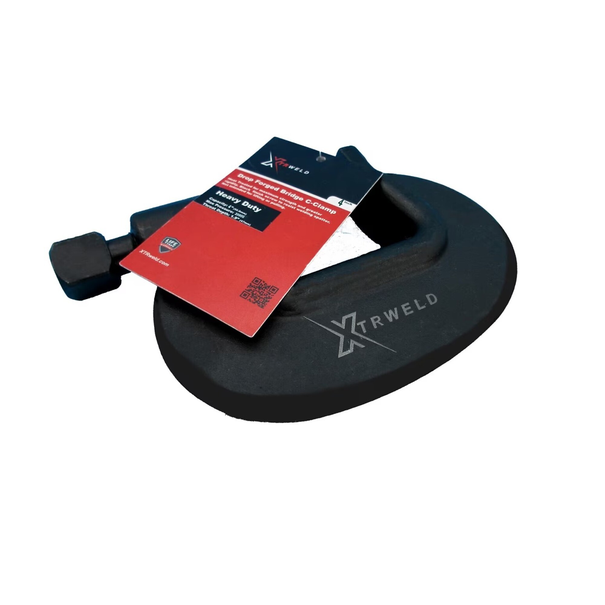 XTRweld Welding Clamp - 4.5in., C-Frame, Double Force Bridge, 20000 PSI, Steel, Model# XTRTCCB0420000HS