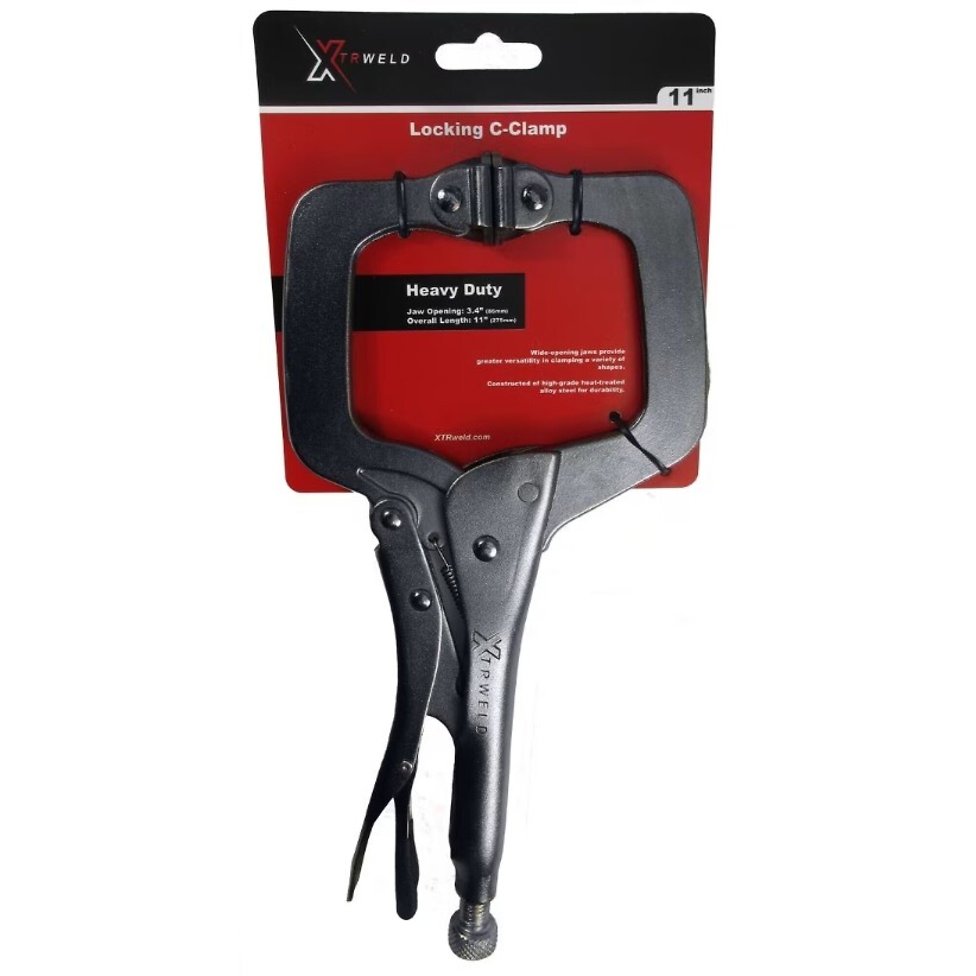 XTRweld Locking C-Clamp Welding Pliers - 24in., Steel, Swivel Pad, Black Nickel Chrome, Model# XTRTPLS24SP