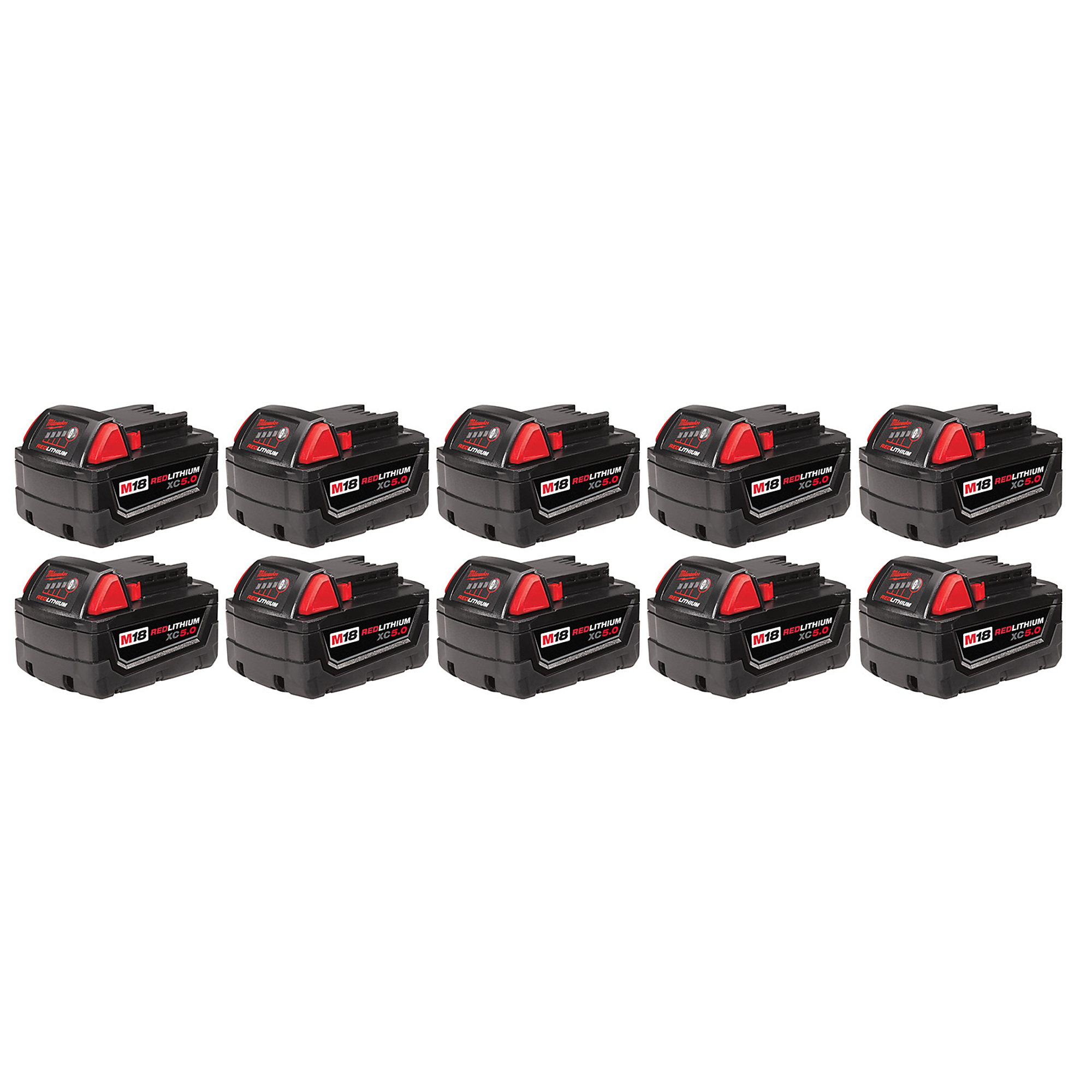Milwaukee M18™ REDLITHIUM™, M18REDLITHIUM XC5.0 Extended Capacity Battery 10Pk, Volts 18 Battery Type Lithium-ion, Batteries (qty.) 10 Model# 48-11-1851