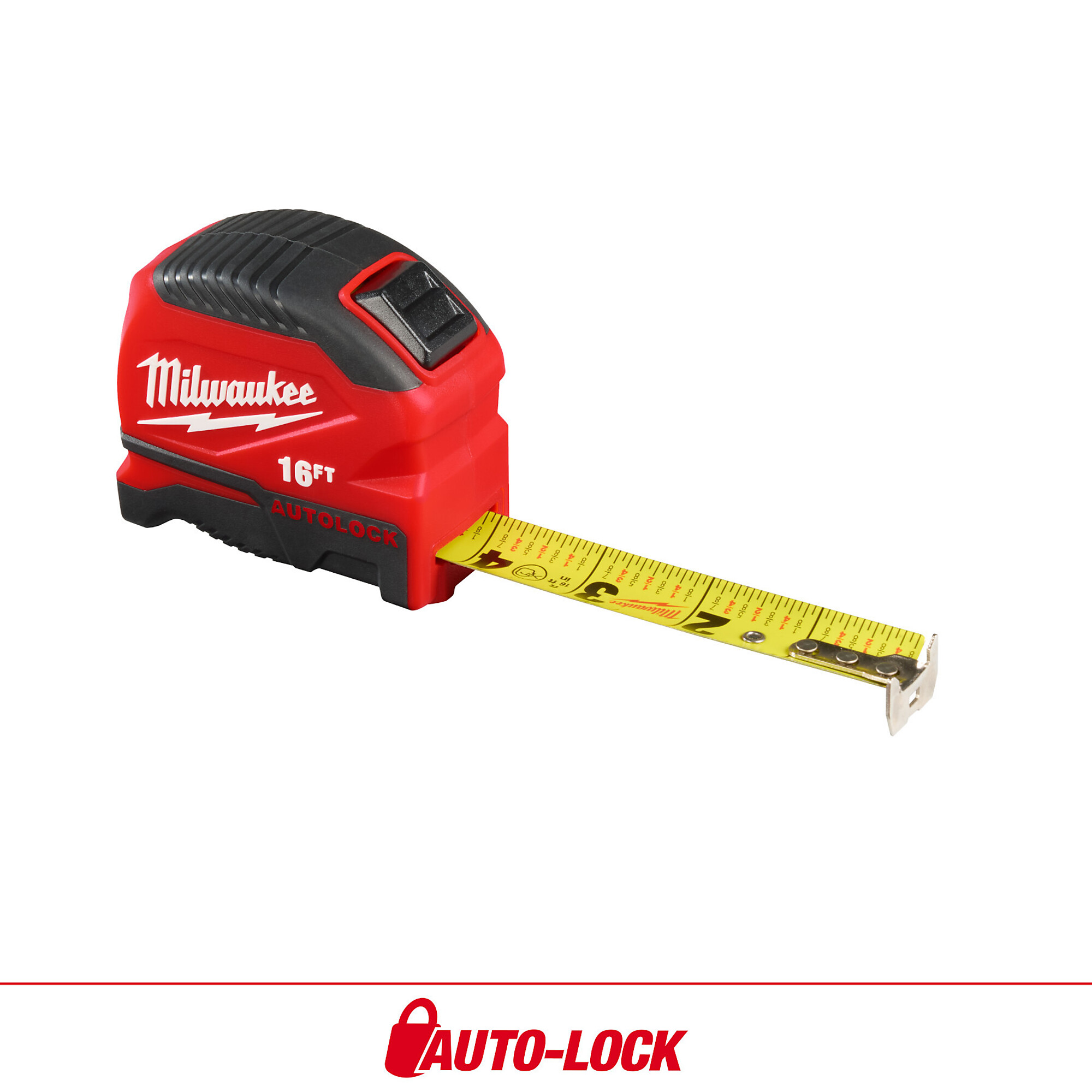 Milwaukee, 16ft. Auto-Lock Tape Measure, Measures Up To 16 ft, Model# 48-22-1816