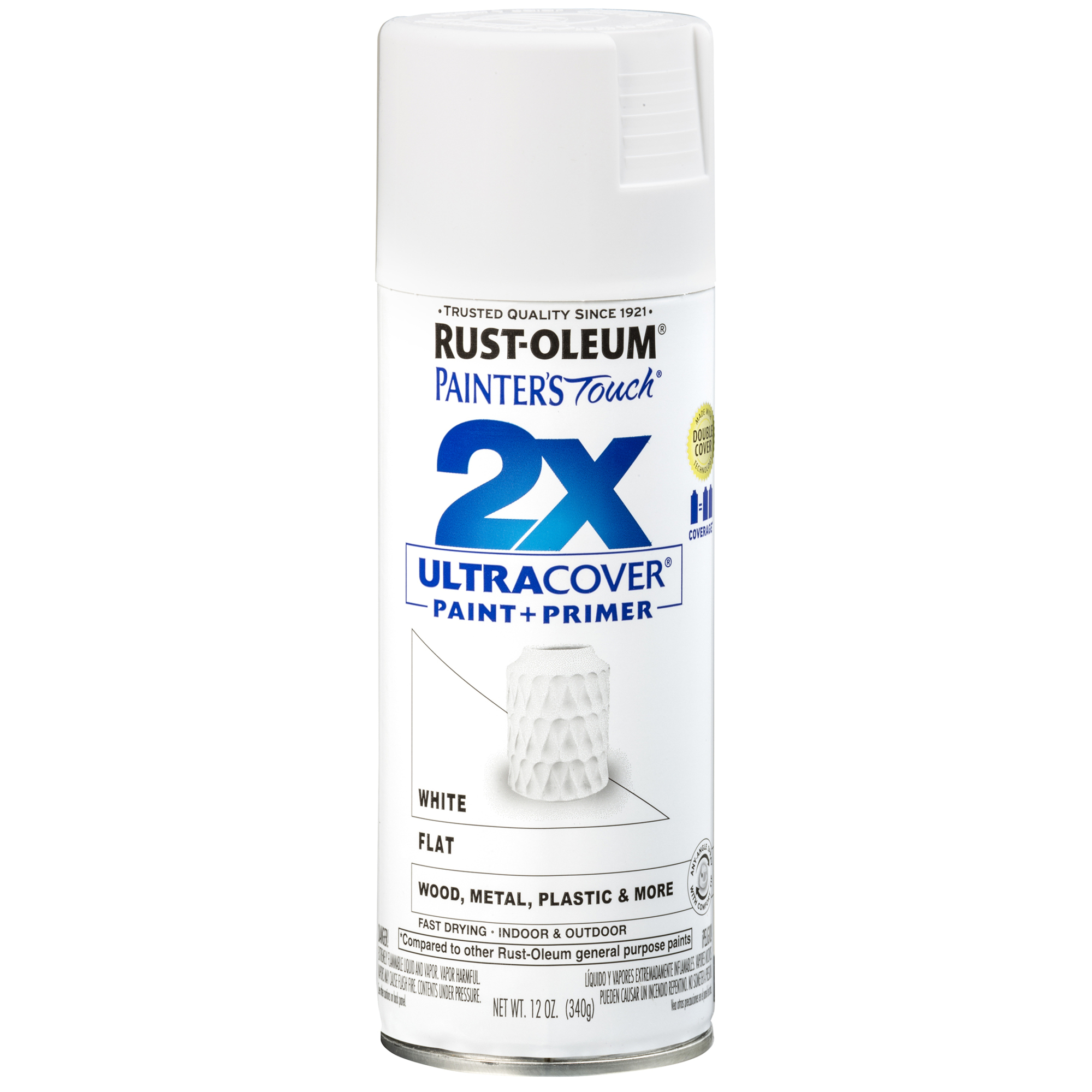 Rust-Oleum Painter's Touch 2X Spray Paint - Flat White, 12 Oz., 6 Pk, Any-Angle Spray, Model# 334021DS