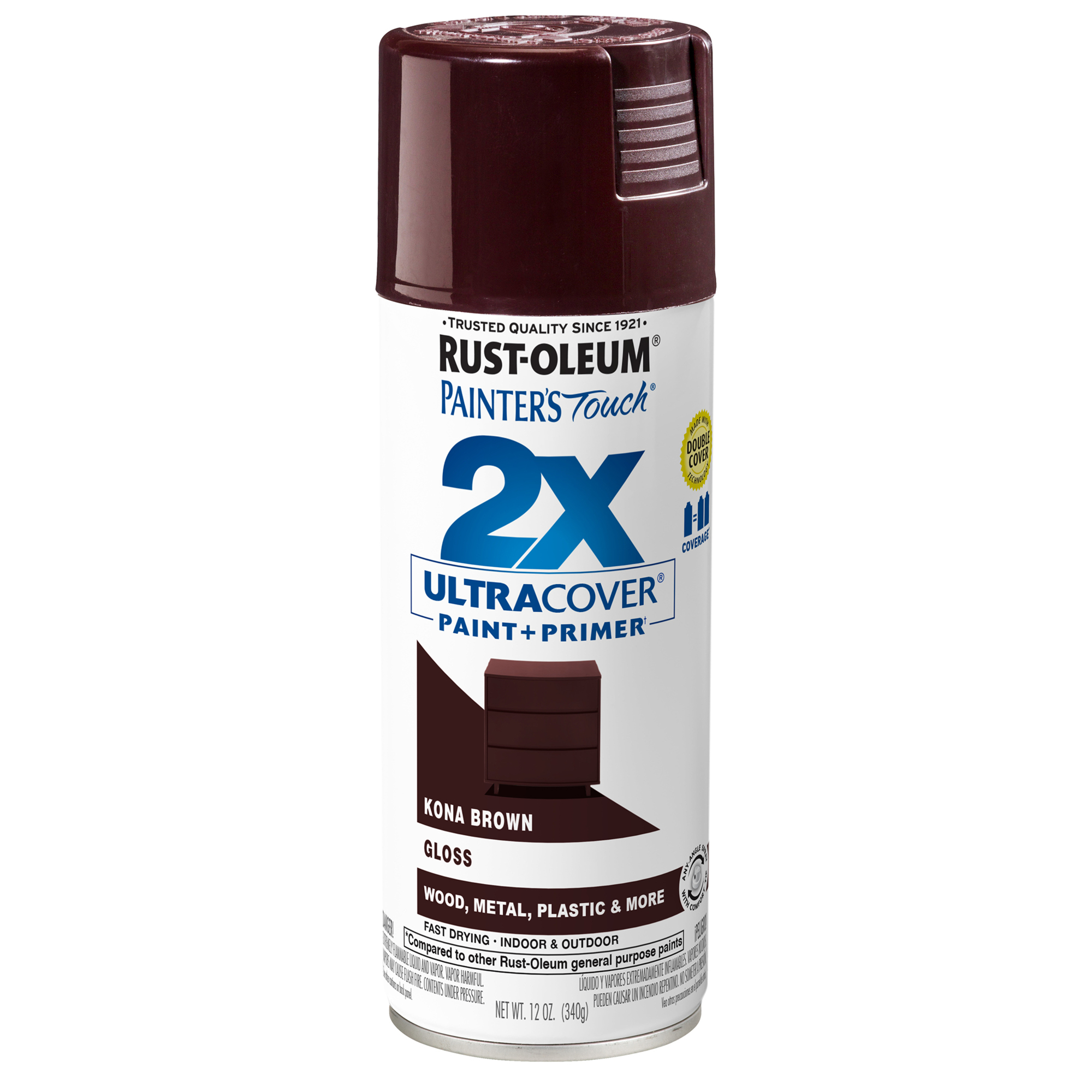 Rust-Oleum Painter's Touch 2X Ultra Cover Spray Paint - 12 Oz., Gloss Kona Brown, 6 Pk, Model# 334038DS