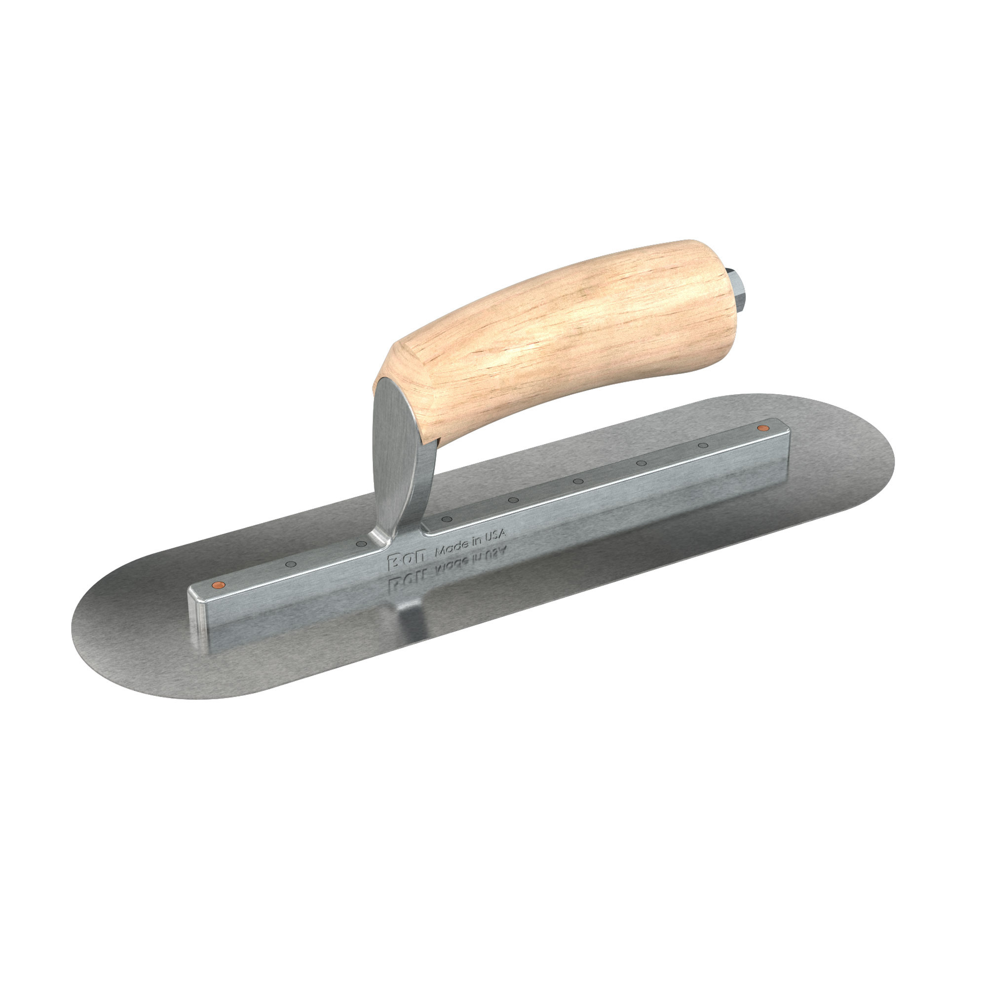 Bon Steel City, Fin. Trowel- Rnd - Cs - 12 x 3.5 - Wd - Long Shank, Blade Material Carbon Steel, Blade Length 12 in, Blade Width 3.5 in, Model# 66-191