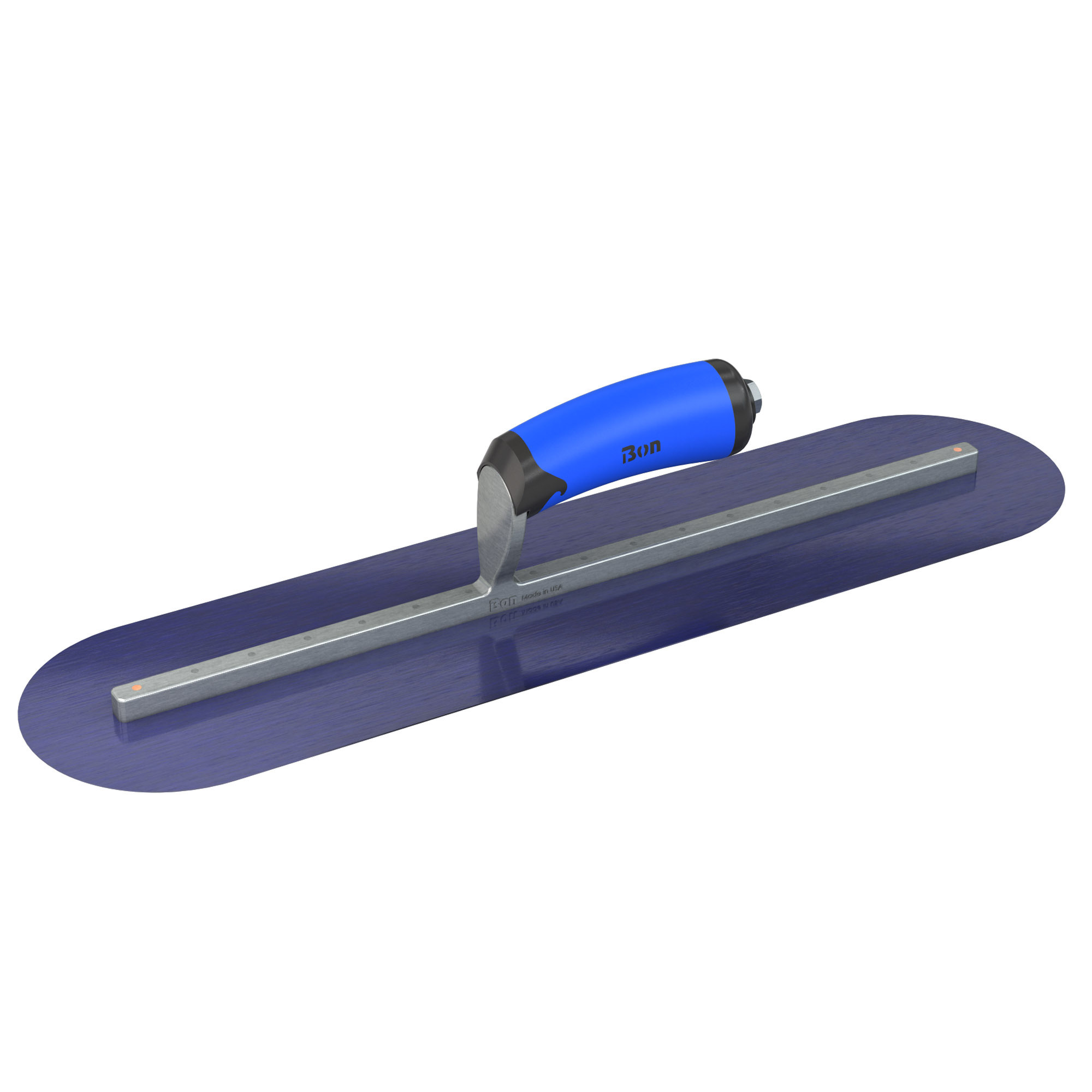 Bon Steel City, Fin. Trowel -Rnd - BlueSt. - 20 x 5 - CMFT Grip, Blade Material Blue Steel, Blade Length 20 in, Blade Width 5 in, Model# 67-156