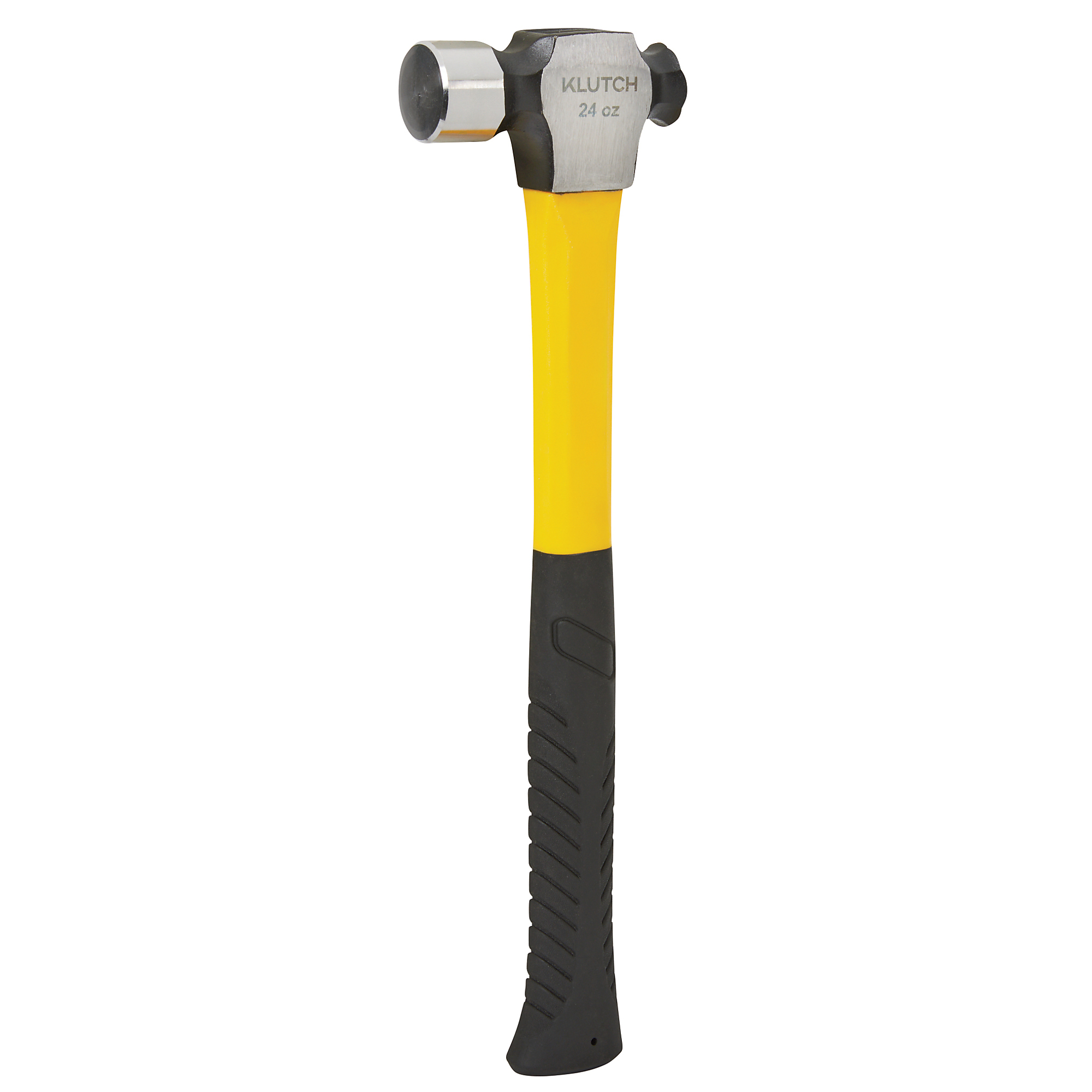 Klutch Ball Peen Hammer, 24 Oz., 15.15in.L Fiberglass Handle, Hardened Steel Head