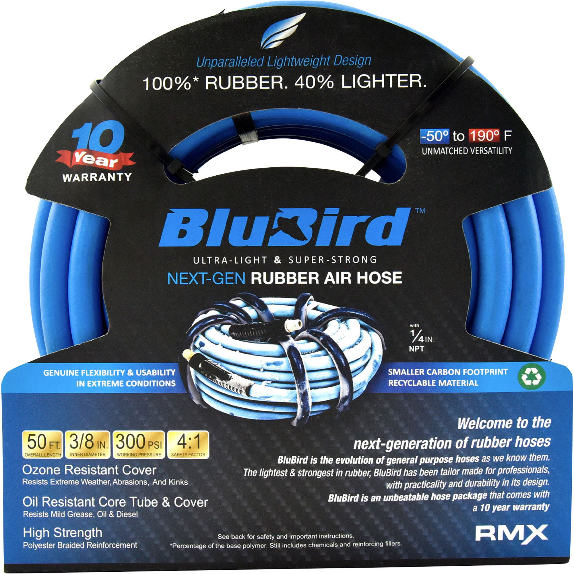 Blubird Rubber Air Hose 38in X 50ft 300 Psi Model Bb3850