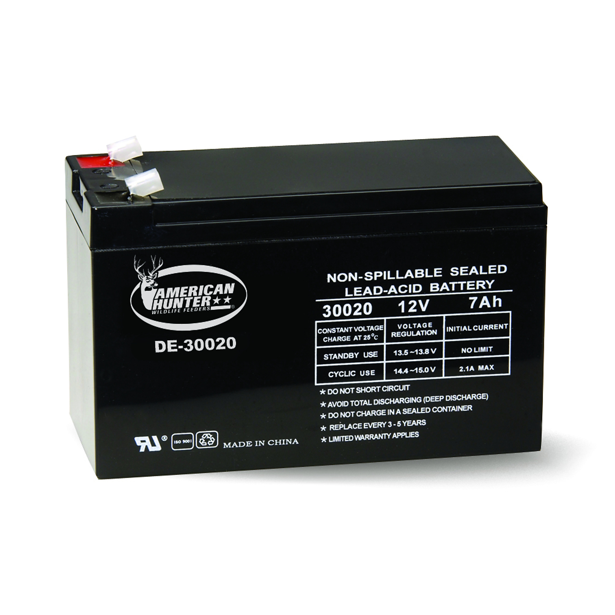 American Hunter, 12V 7Ah F-Tab Rechargeable Battery, Color Black, Model# GSM-DE-30020