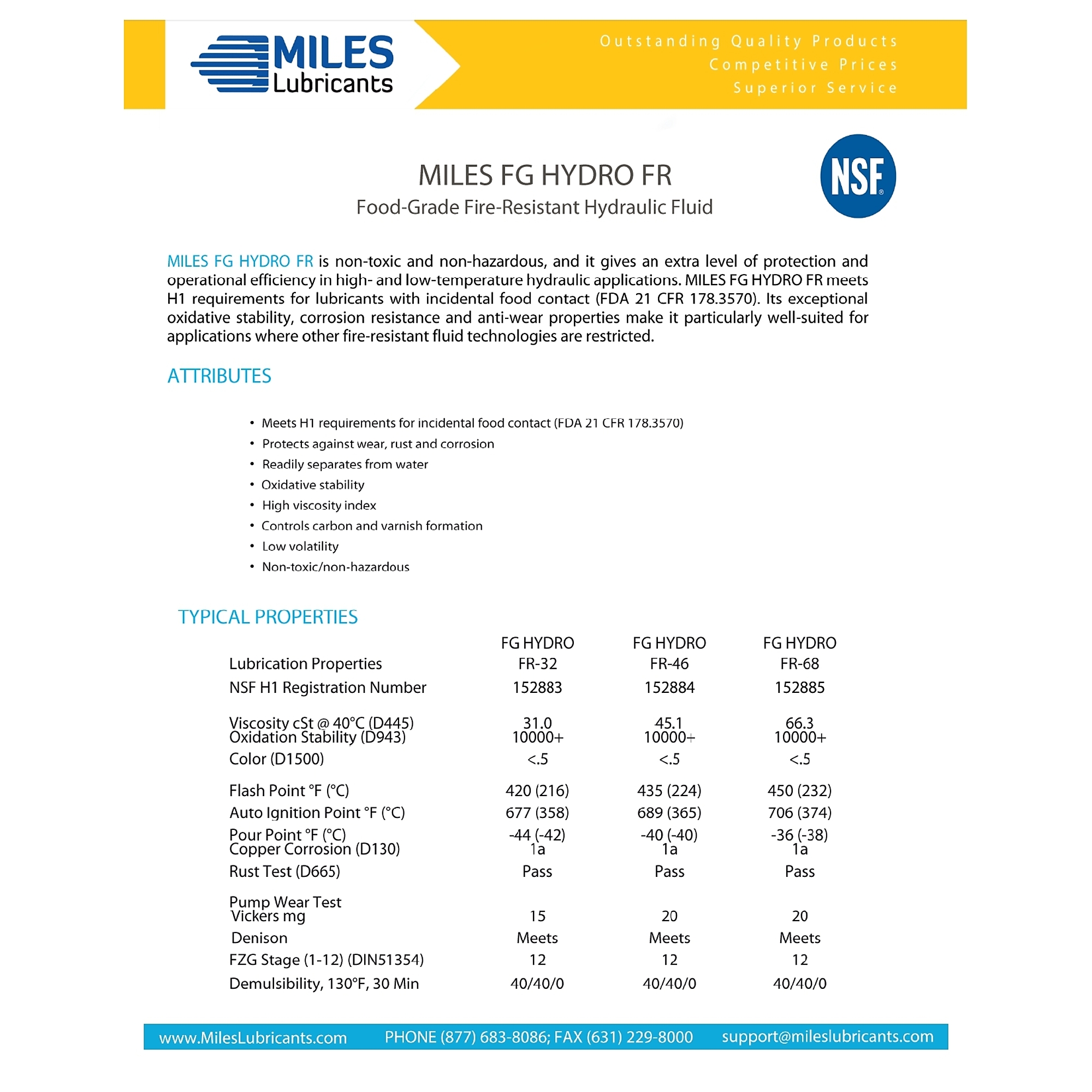 Miles Lubricants, FG HYDRO FR 32(FOOD GRADE)(5 GAL PAIL), Included (qty