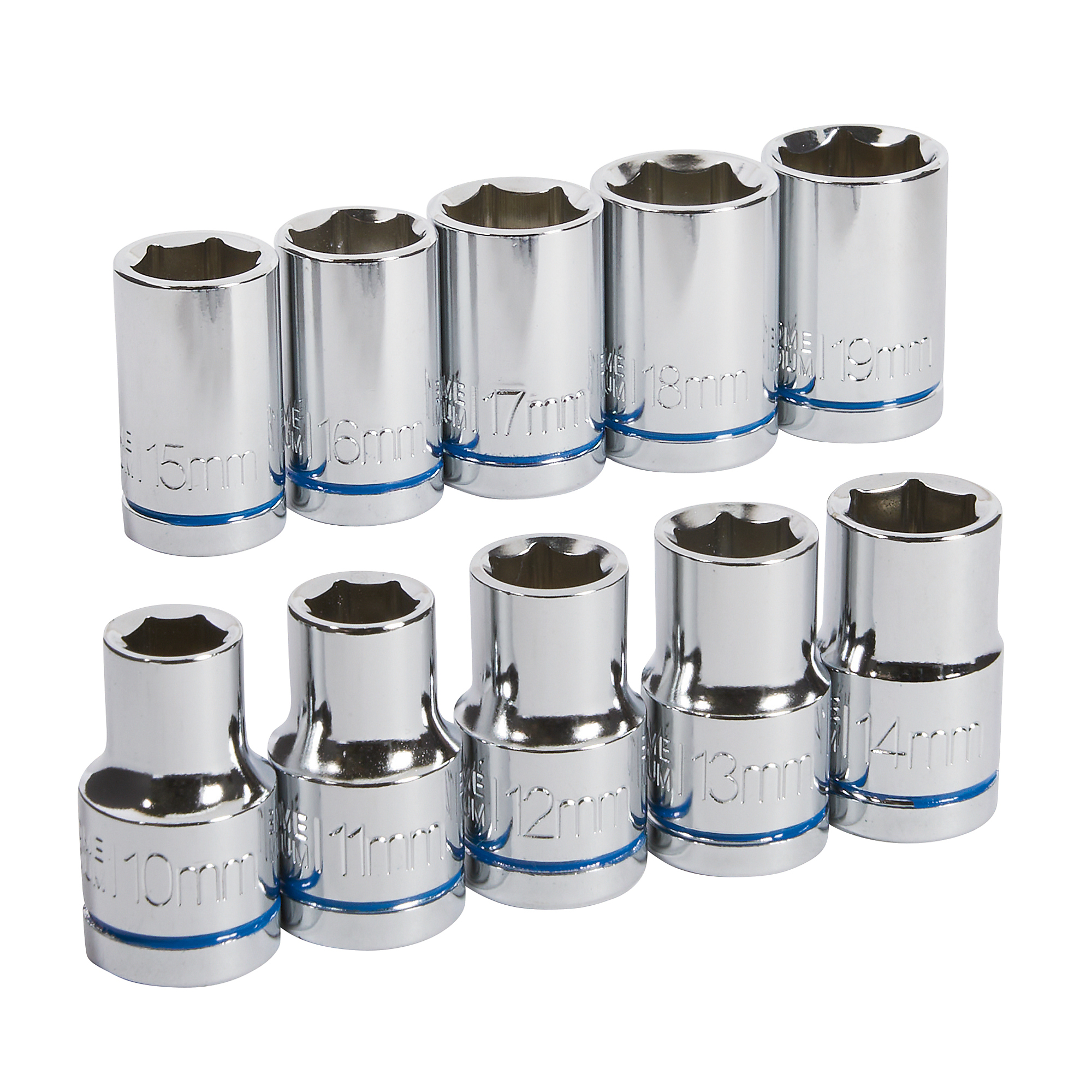 Ironton 6-Pt. Socket Set, 10-Pc., Metric, 1/2in. Drive, Chrome Vanadium Steel