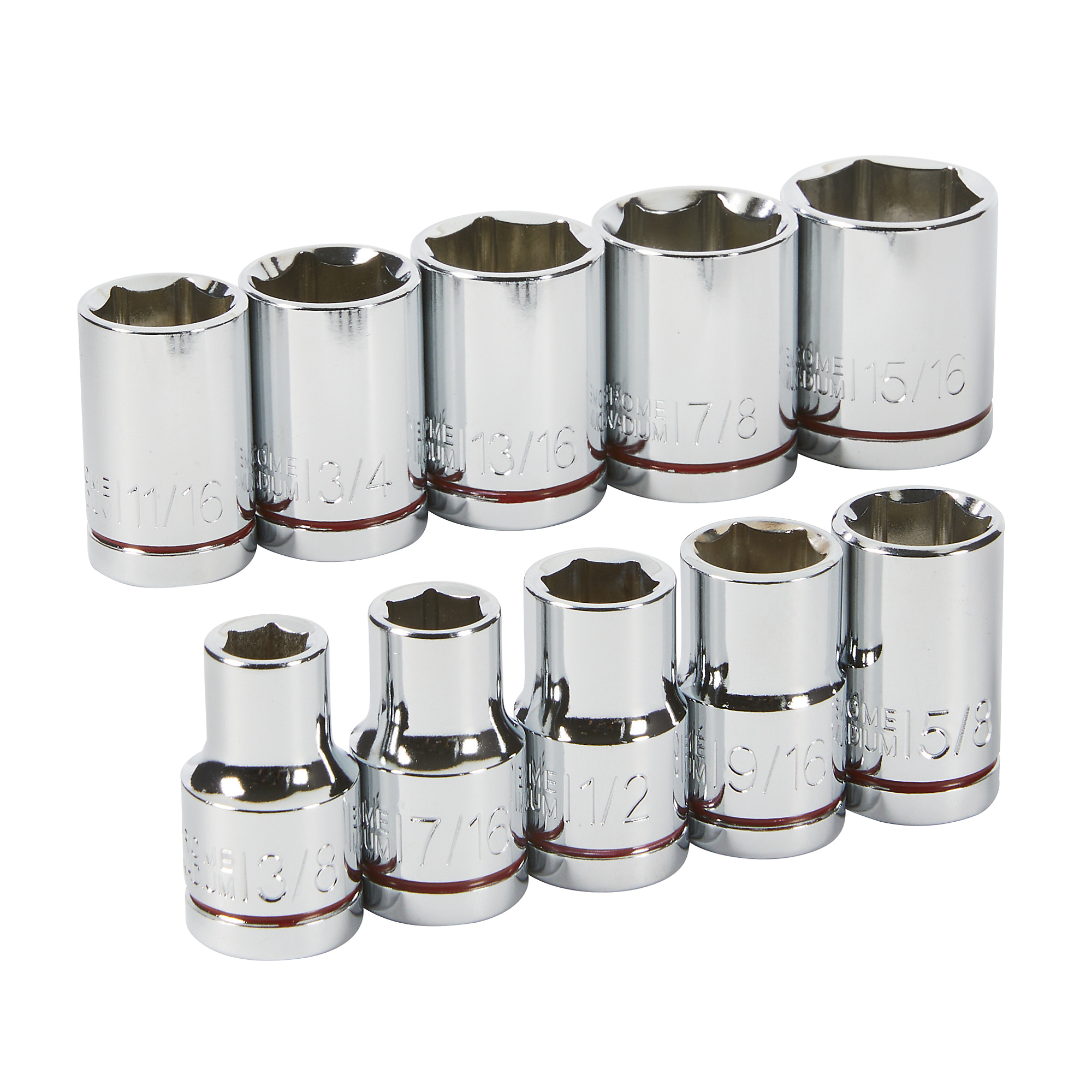 Ironton 6-Pt. Socket Set, 10-Pc., SAE, 1/2in. Drive, Chrome Vanadium Steel