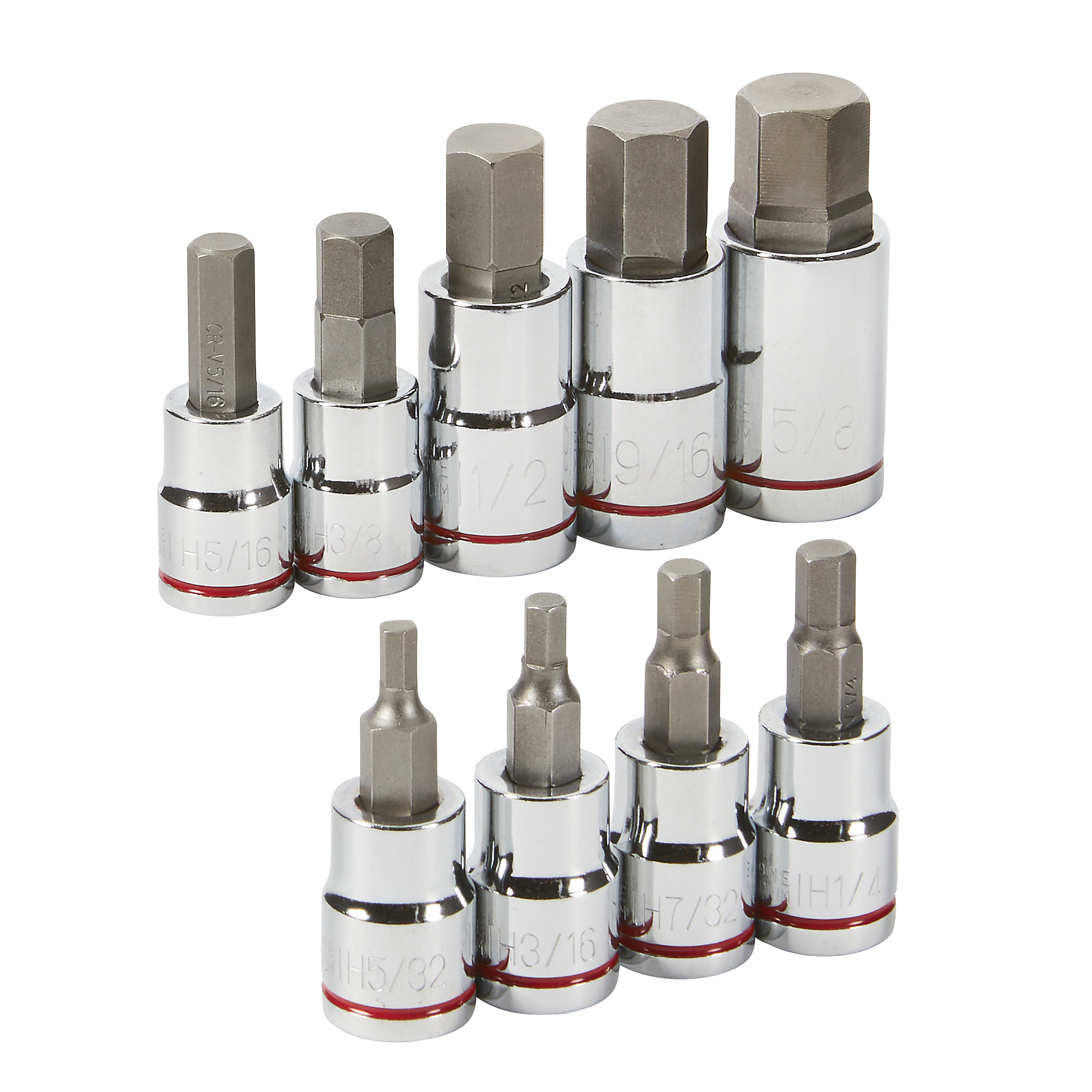 Ironton 3/8in.- and 1/2in.-Drive Hex Socket Set, SAE, 9-Pc.