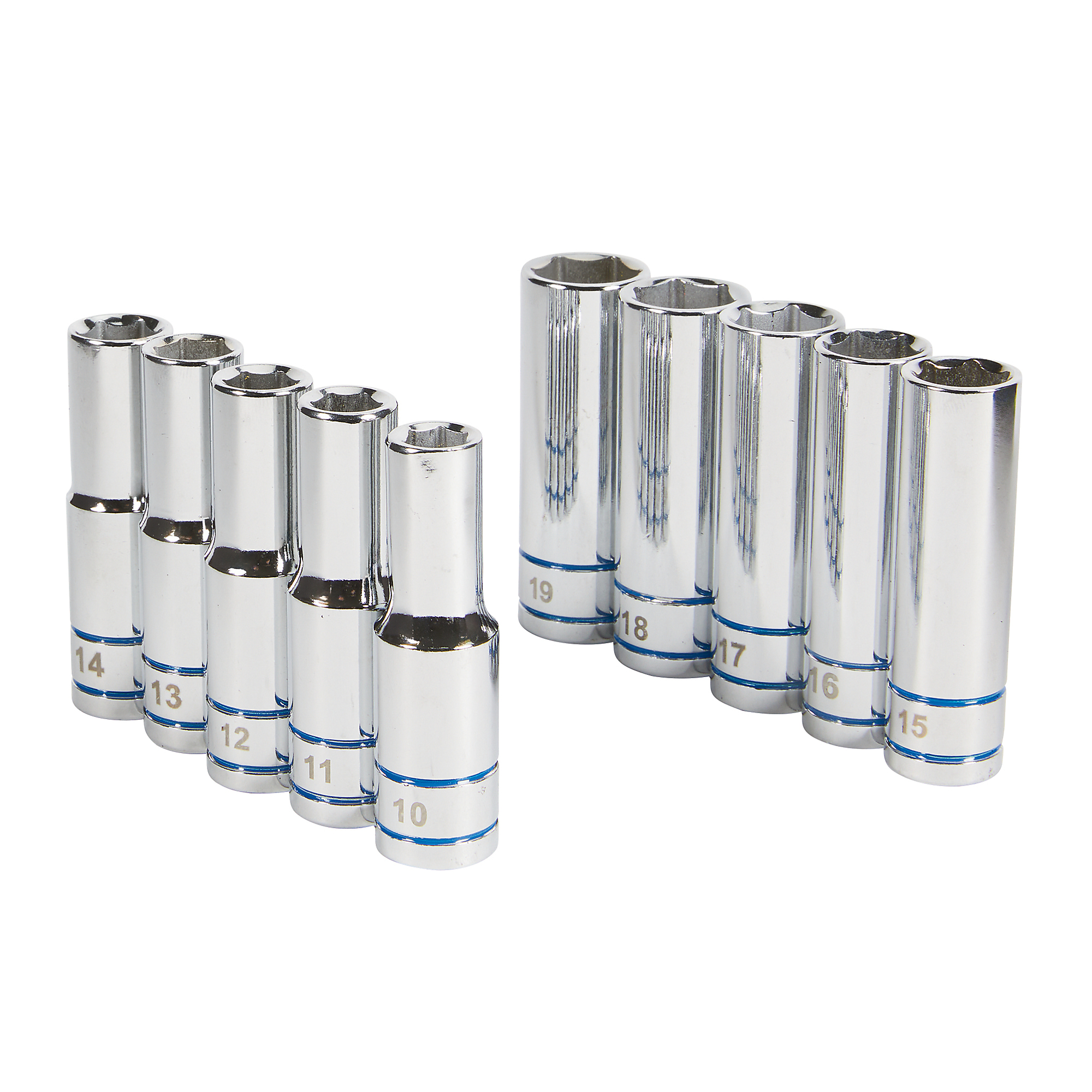 Klutch 1/2in.-Drive Ratchet and Socket Set, Metric, 10-Pc.