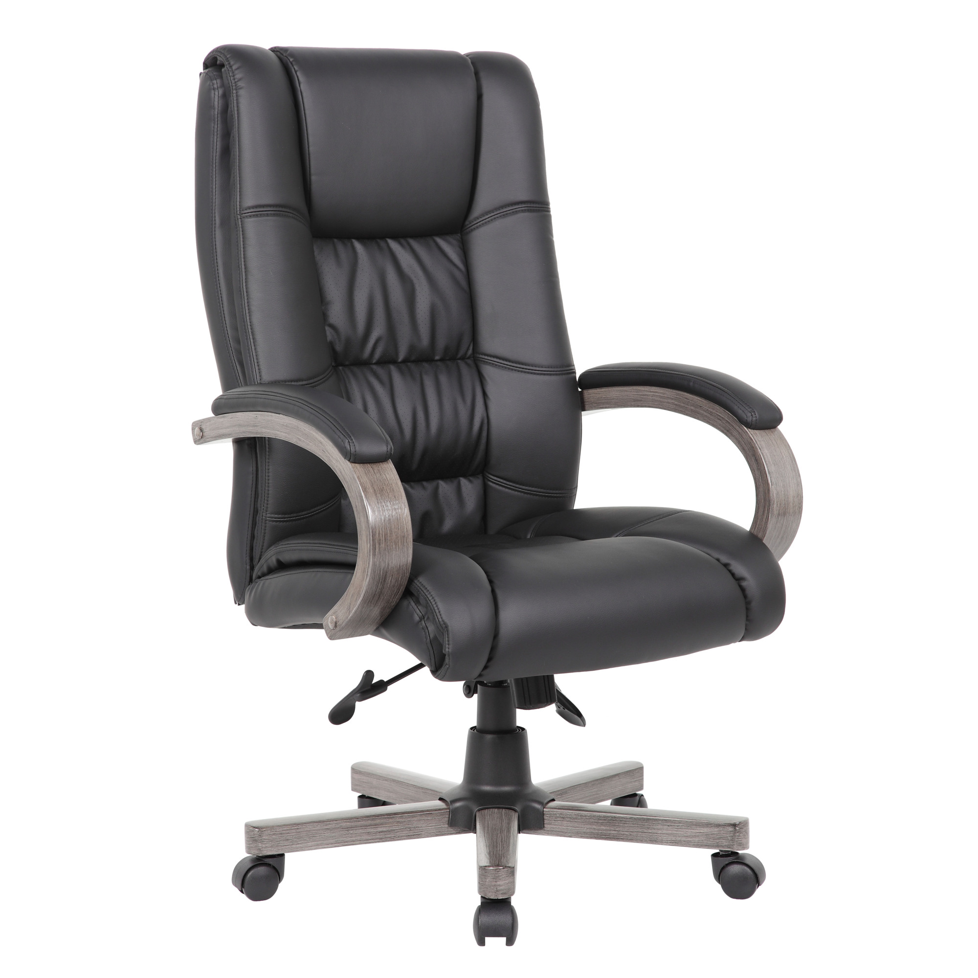 Norstar BOSS, High Back Executive Wood Finished Chair, Grey, Included (qty.) 1 Model# B8991-GY