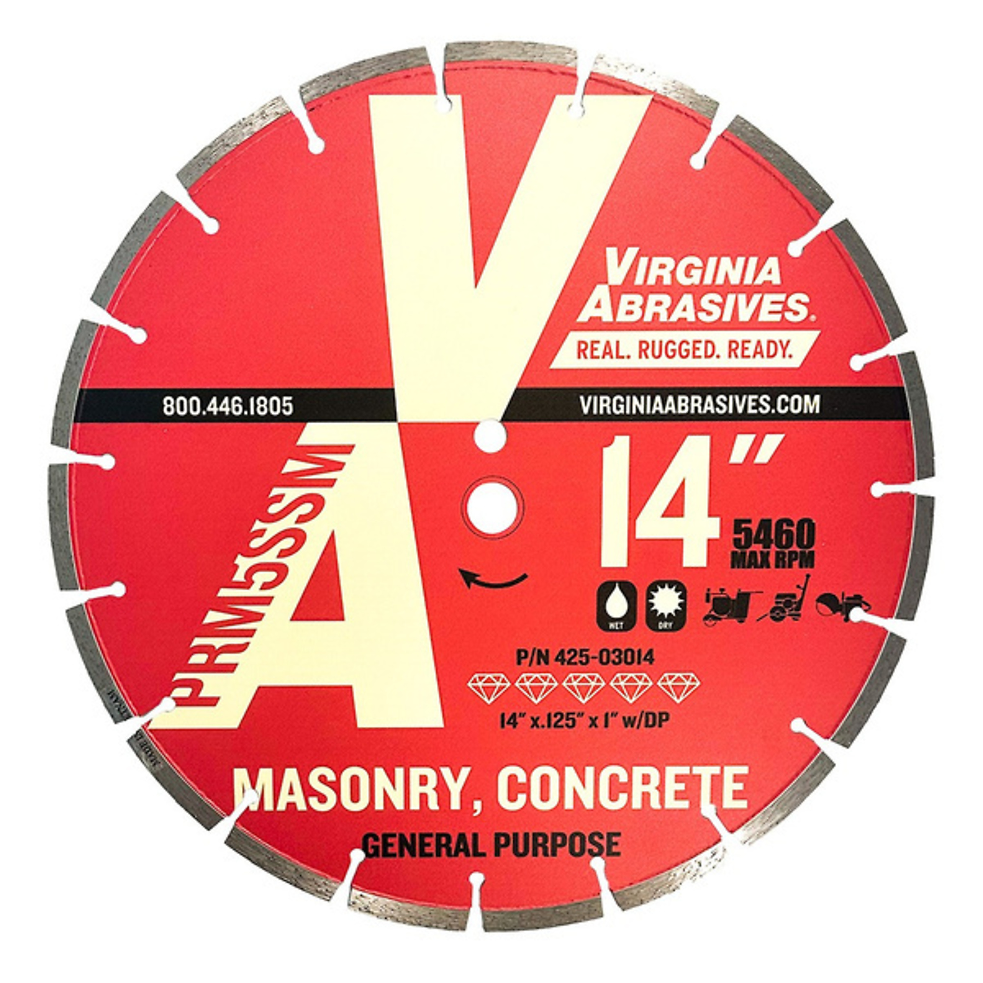 Virginia Abrasives Premium Concrete Diamond Saw BLADE 1in., Laser