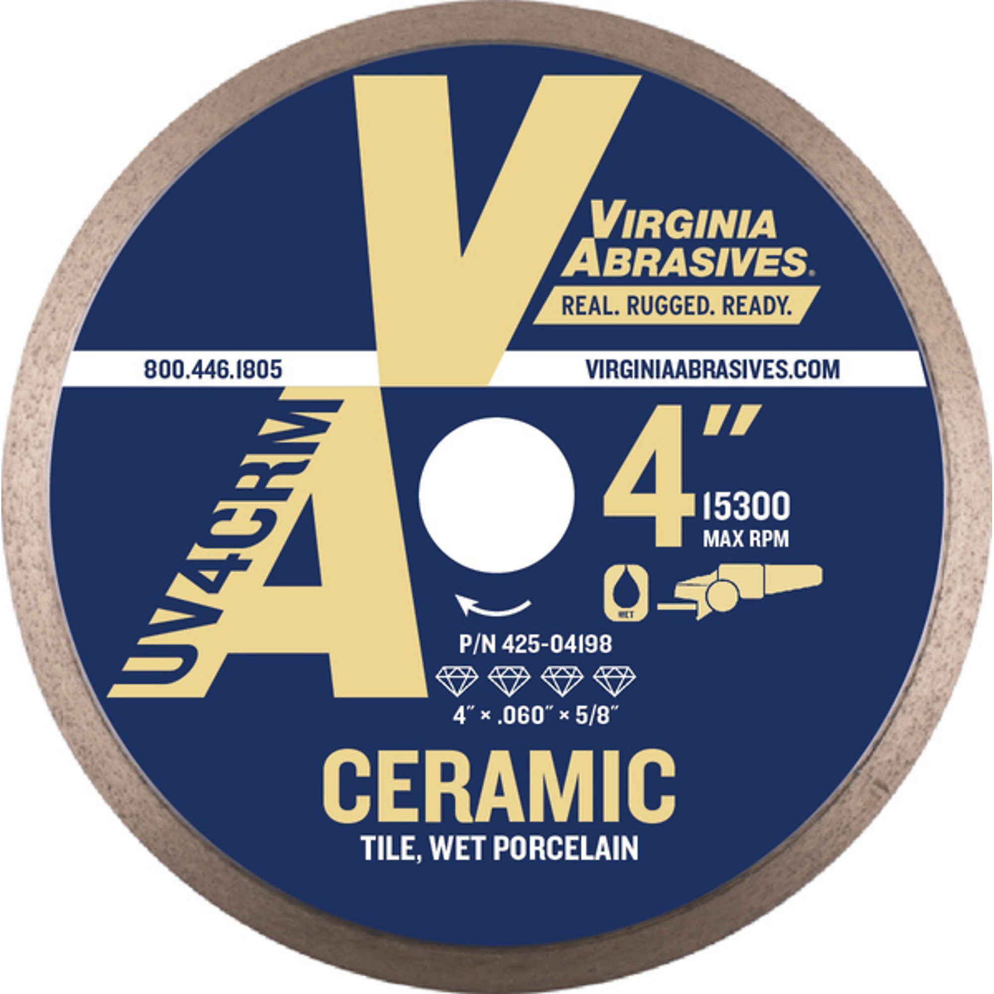 Virginia Abrasives Continuous Rim Diamond Saw BLADE 8in., 1 Pcs