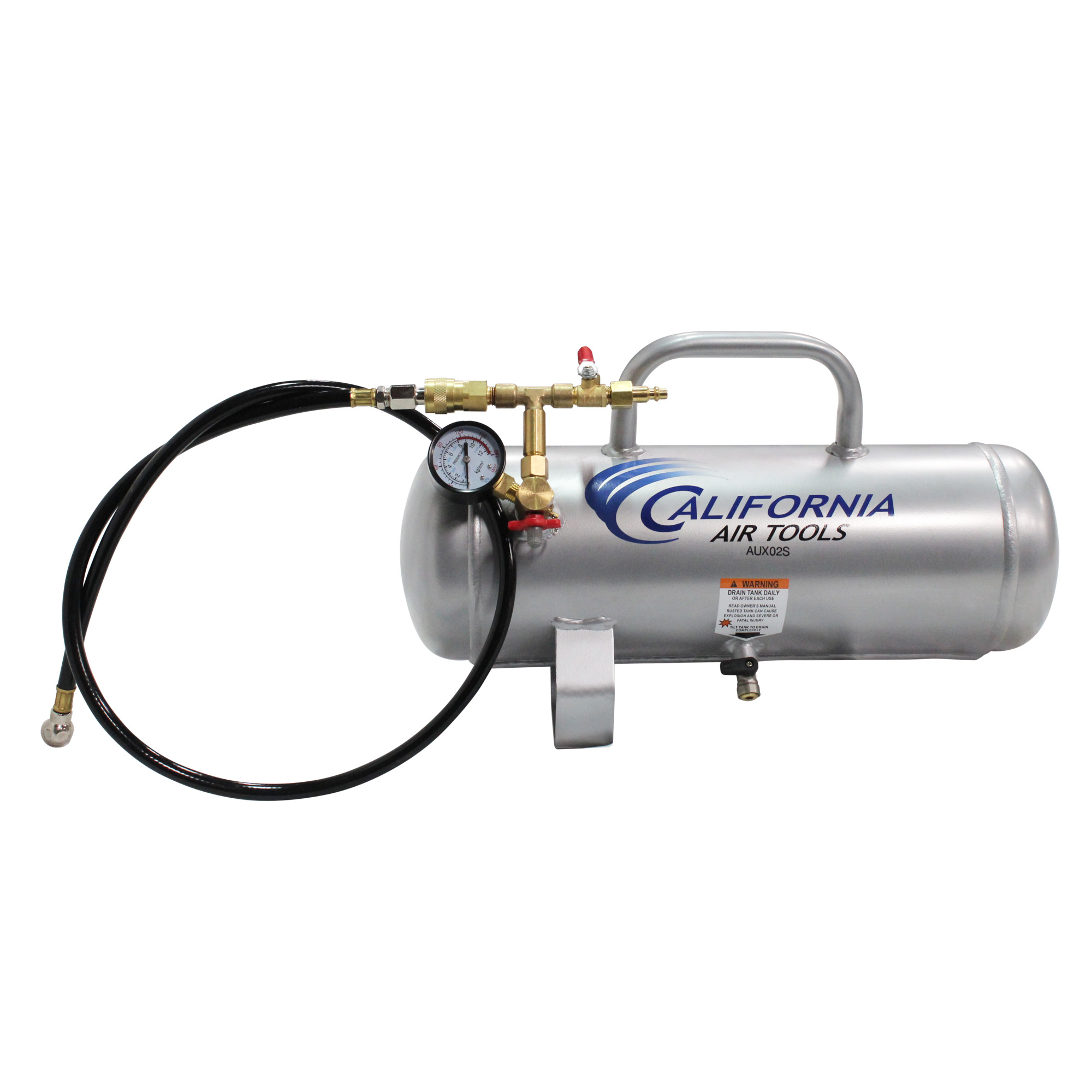 California Air Tools, AUX02S Portable 2 Gallon Steel Air Tank, Capacity 2 Gal, Model# AUX02S