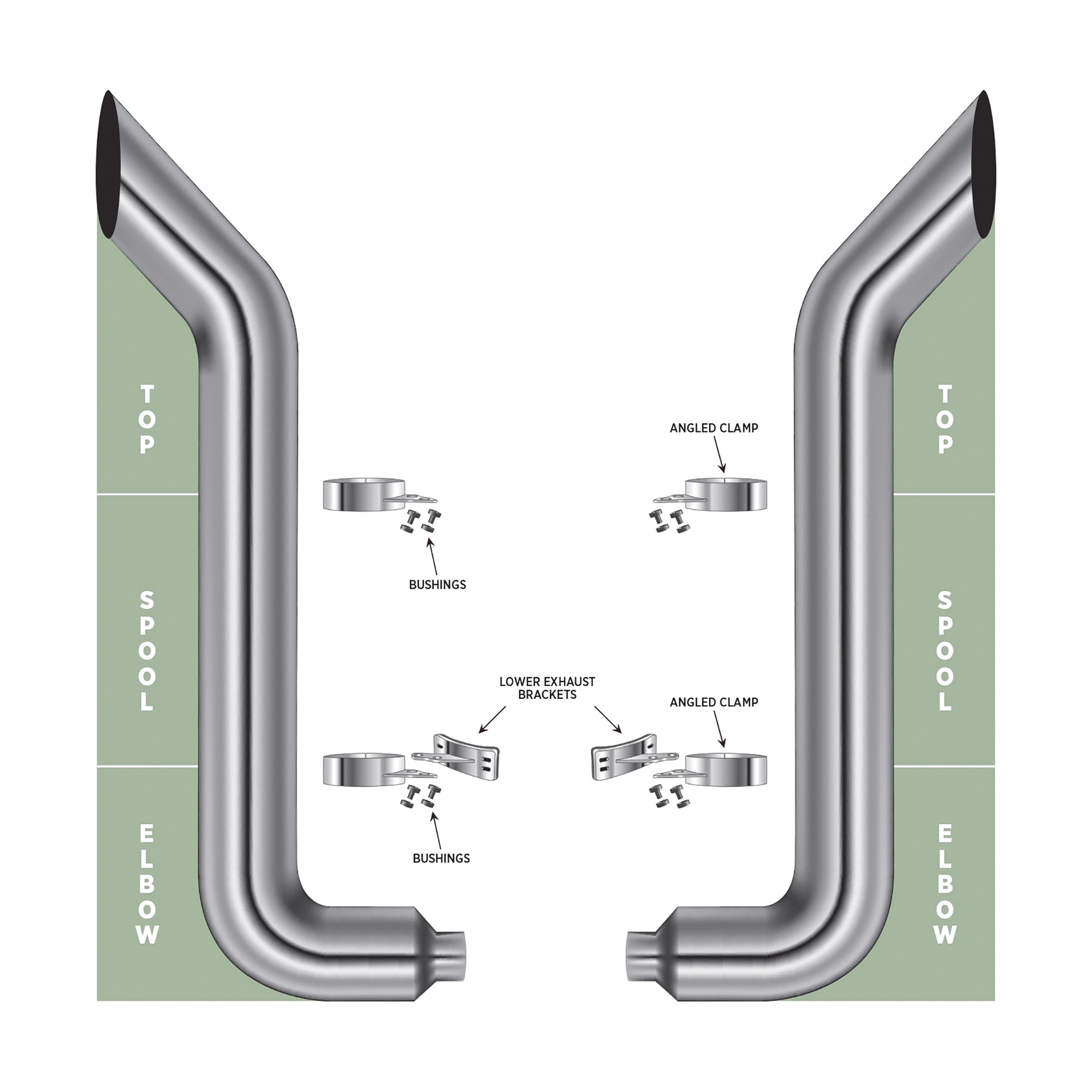 Trux Accessories 6in. Dia. Bullhorn Full Exhaust Kit with 54in.L Top ...