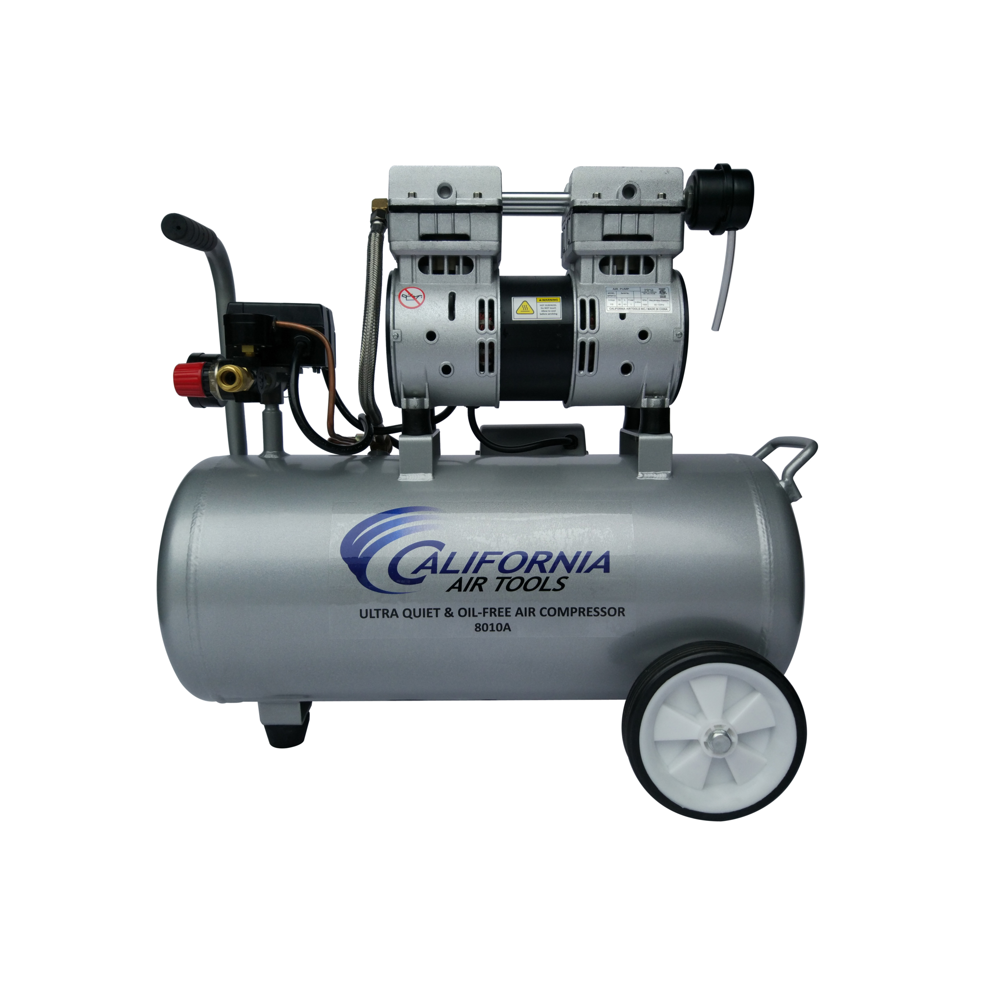 California Air Tools, 8 Gal 1 Hp Aluminum Portable Air Compressor, Horsepower 1 HP, Air Tank Size 8 Gal, Volts 110 Model# 8010A