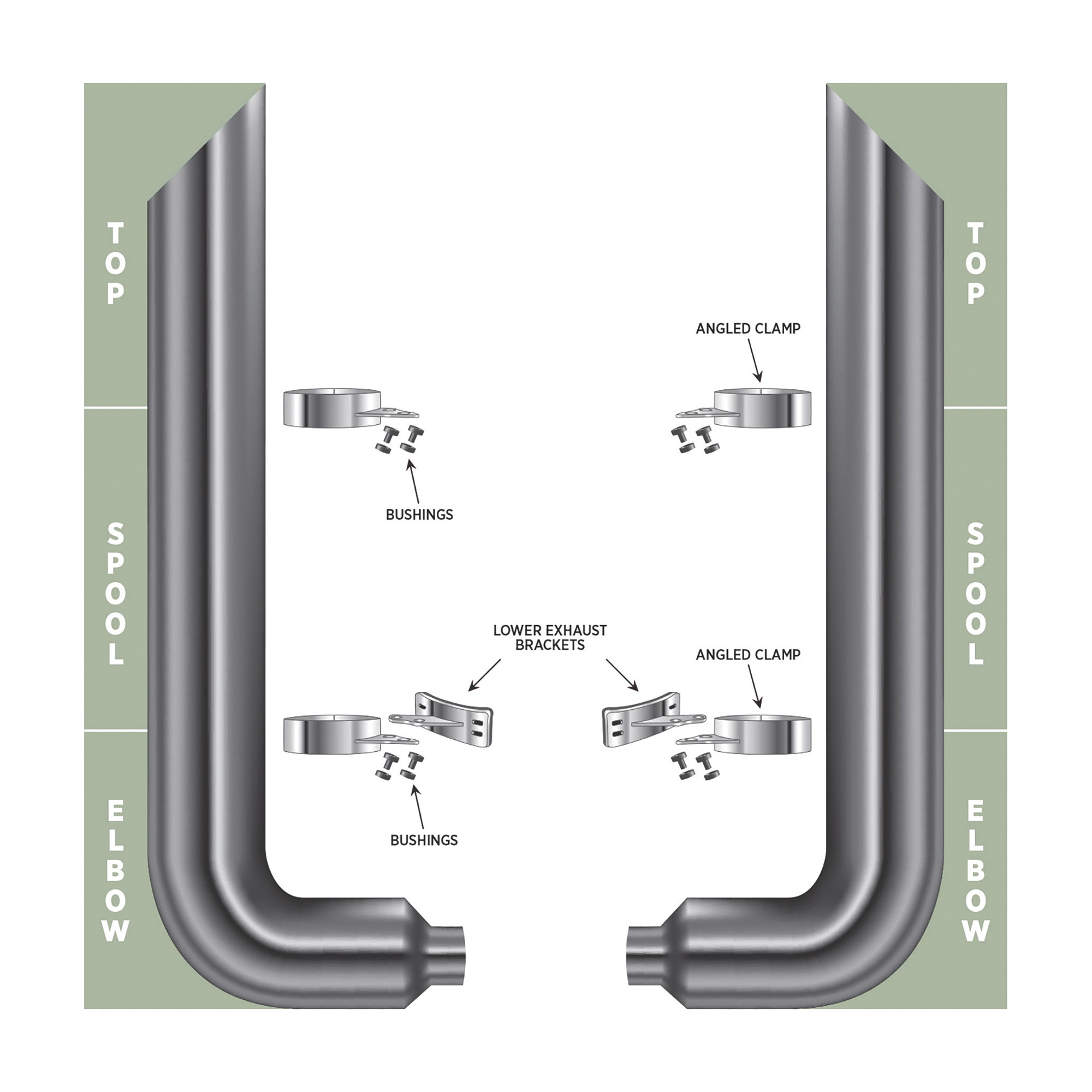 Trux Accessories 6in. Dia. Mitered Full Exhaust Kit with 54in.L Top