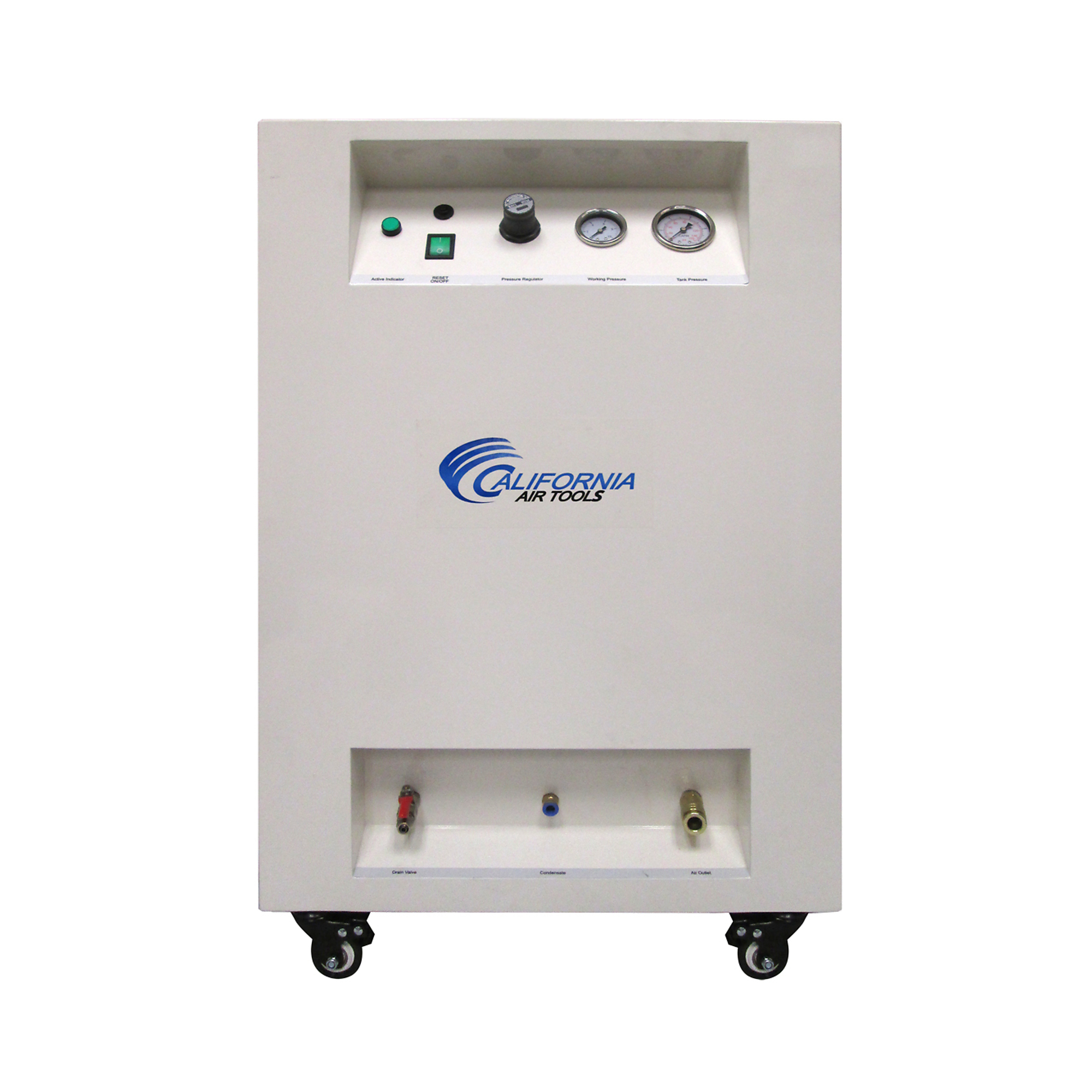 California Air Tools, 10 Gal 2 Hp Soundproof Cabinet Automatic Drain, Horsepower 2 HP, Air Tank Size 10 Gal, Volts 110 Model# 10020SPCAD