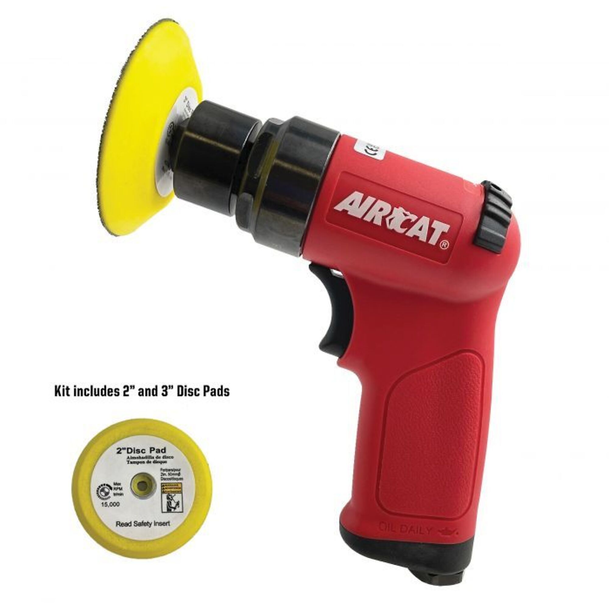 AirCat, 3in. Mini Orbital Sander Kit, Max. Speed 16000 OPM, Pad Diameter 3 in, Air Inlet Size 1/4 in, Model# 6315-K