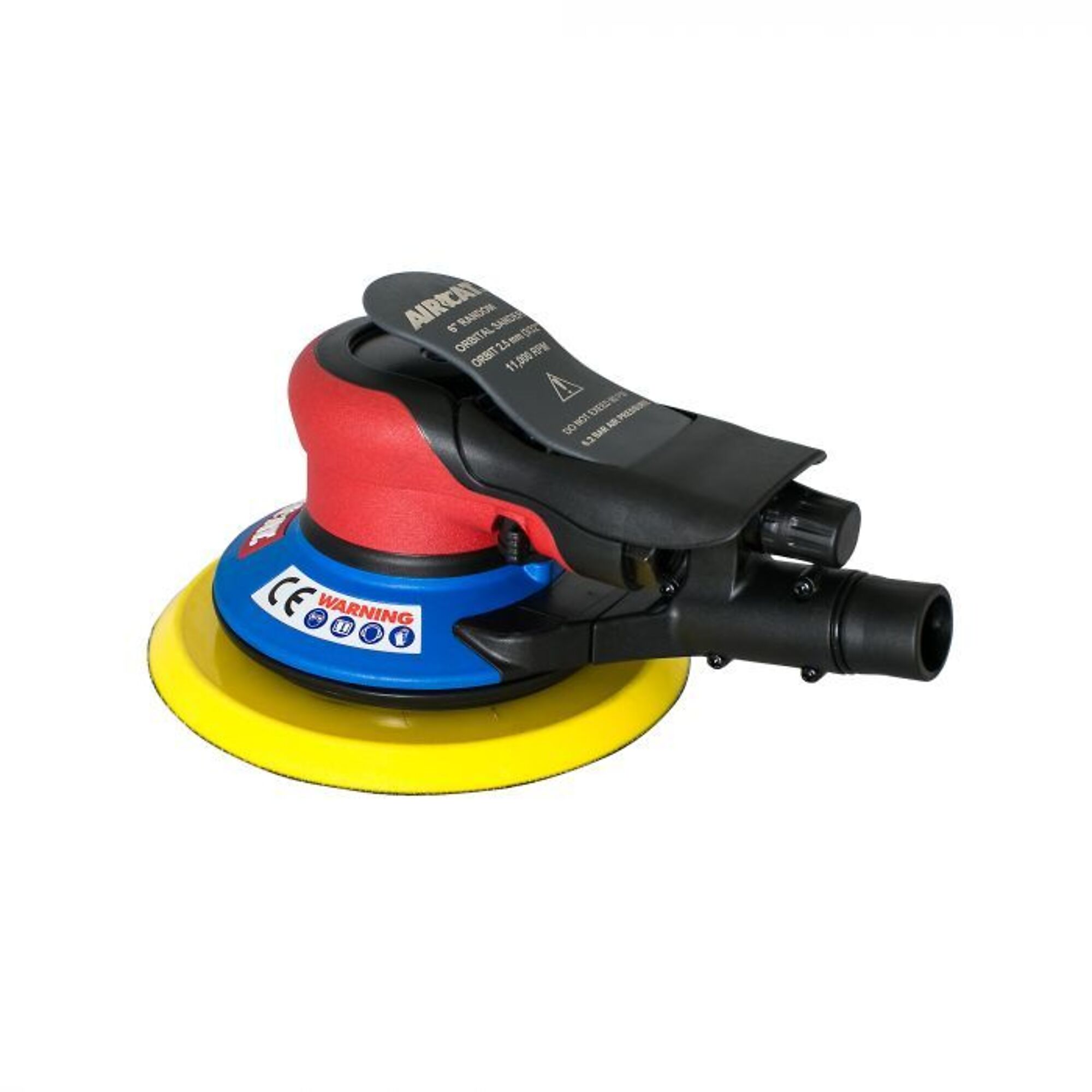 AirCat, CENTRAL VAC ORBITAL PALM SANDER, Max. Speed 11000 OPM, Pad Diameter 6 in, Air Inlet Size 1/4 in, Model# 6700-6-332CV