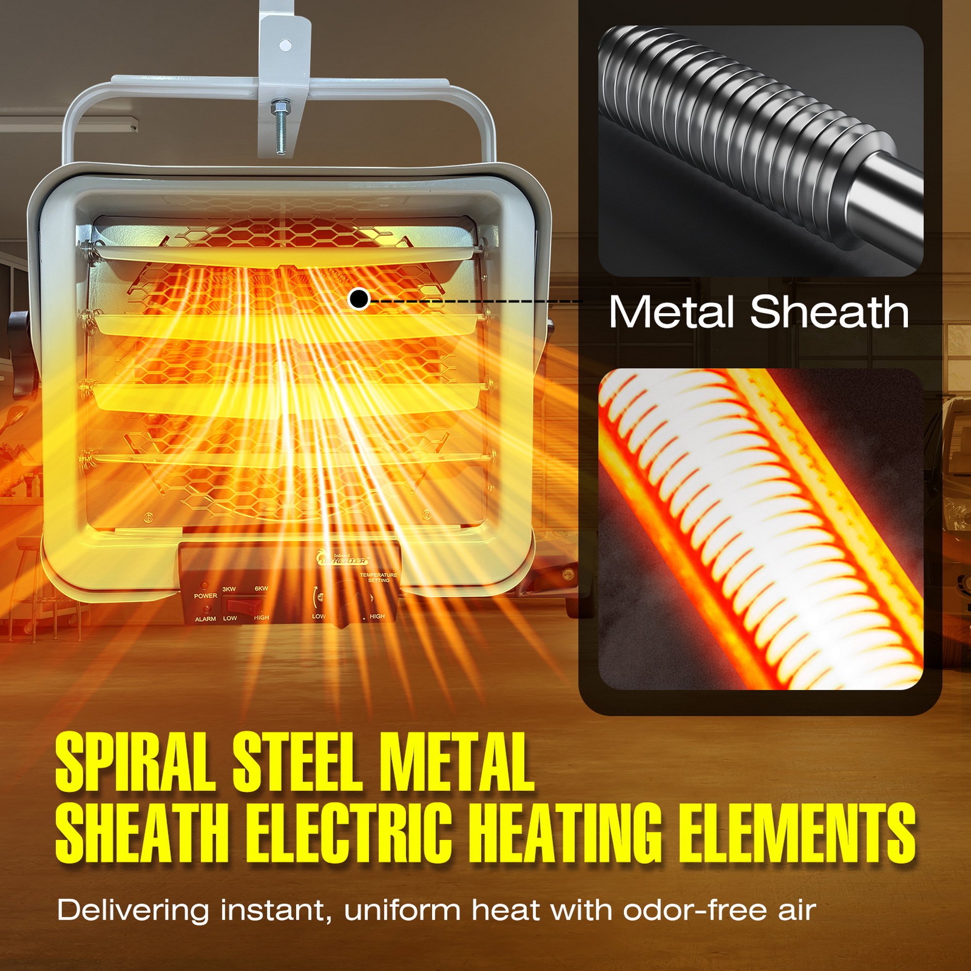 Infrared Heater, Shop Garage Commercial Heater, 3000 or 6000