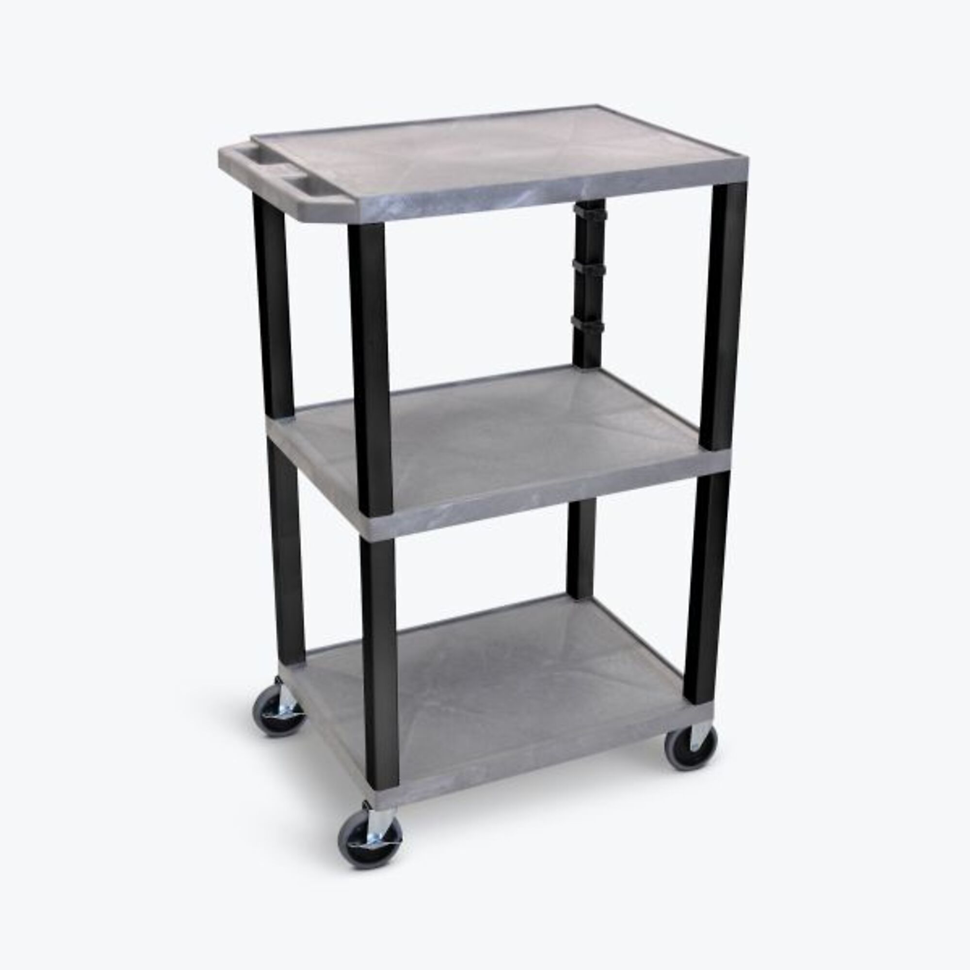 Luxor, 42in. 3-Shelf Cart Gray Putty Legs, Total Capacity 300 lb, Shelves (qty.) 3 Material Molded Plastic, Model# UCPL1GY-B
