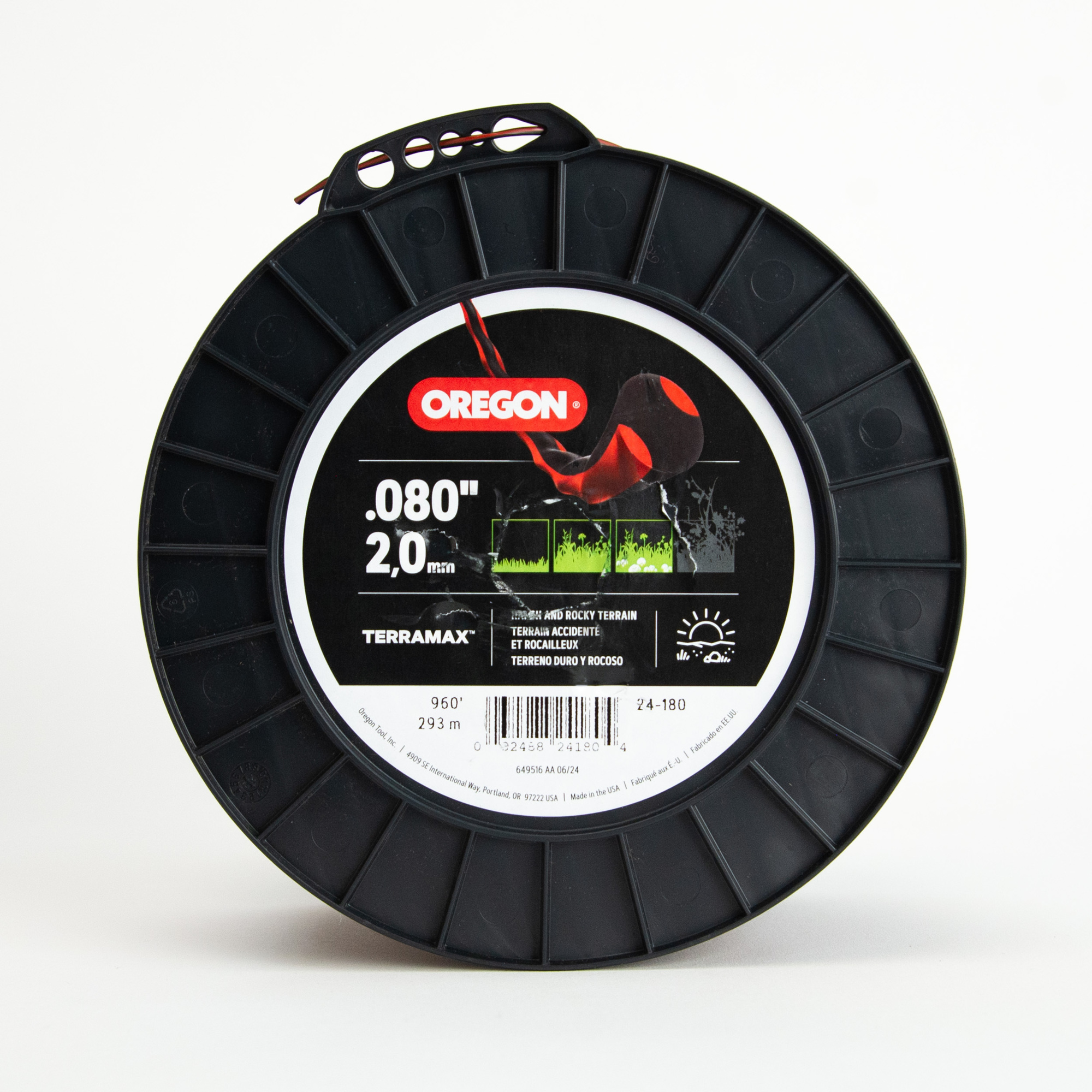 Oregon, TerraMax Oval Twist High Performance Trimmer Line, Line Diameter 0.08 in, Line Length 960 ft, Model# 24-180