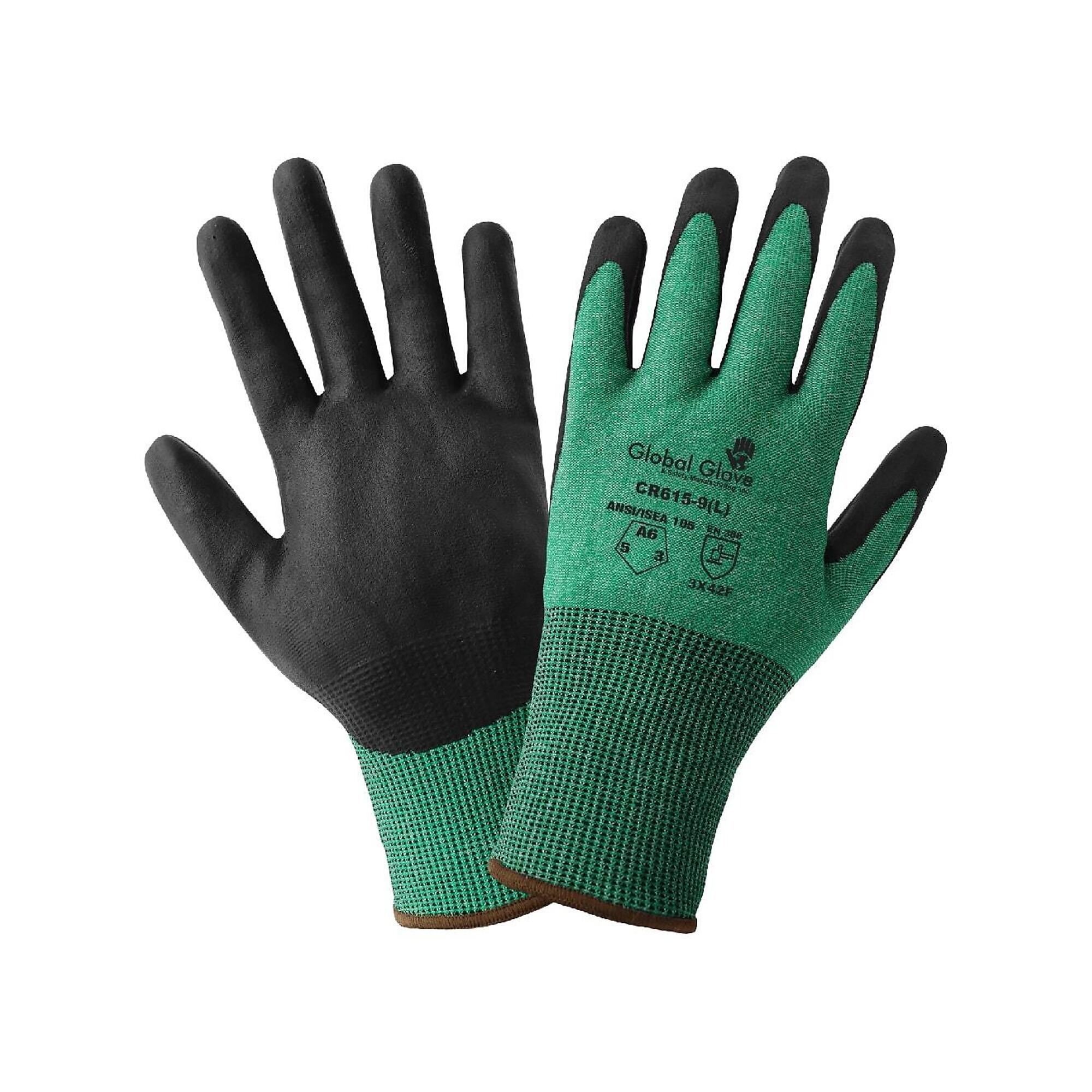 Global Glove 18ga HPPE, Nitrile Coated, A6 Cut Resistant Gloves - 12 Each