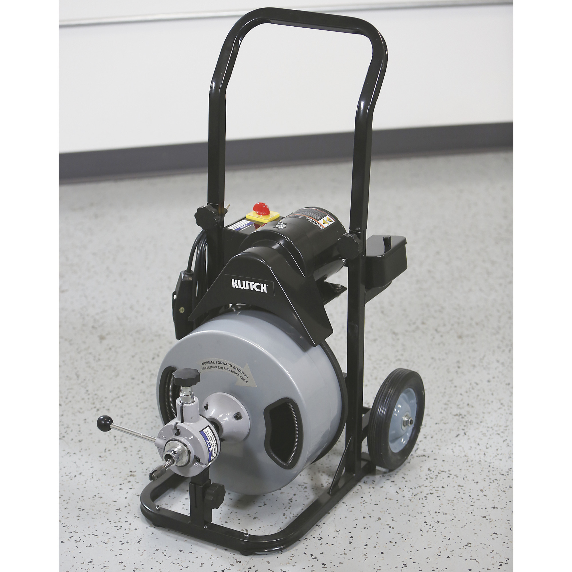 Electric Drain Auger 60ft. x 1/2 in. Drain Cleaner Machine & 4 Cutter and Foot Switch with Wheel for 1 in. to 4 in. Pipe