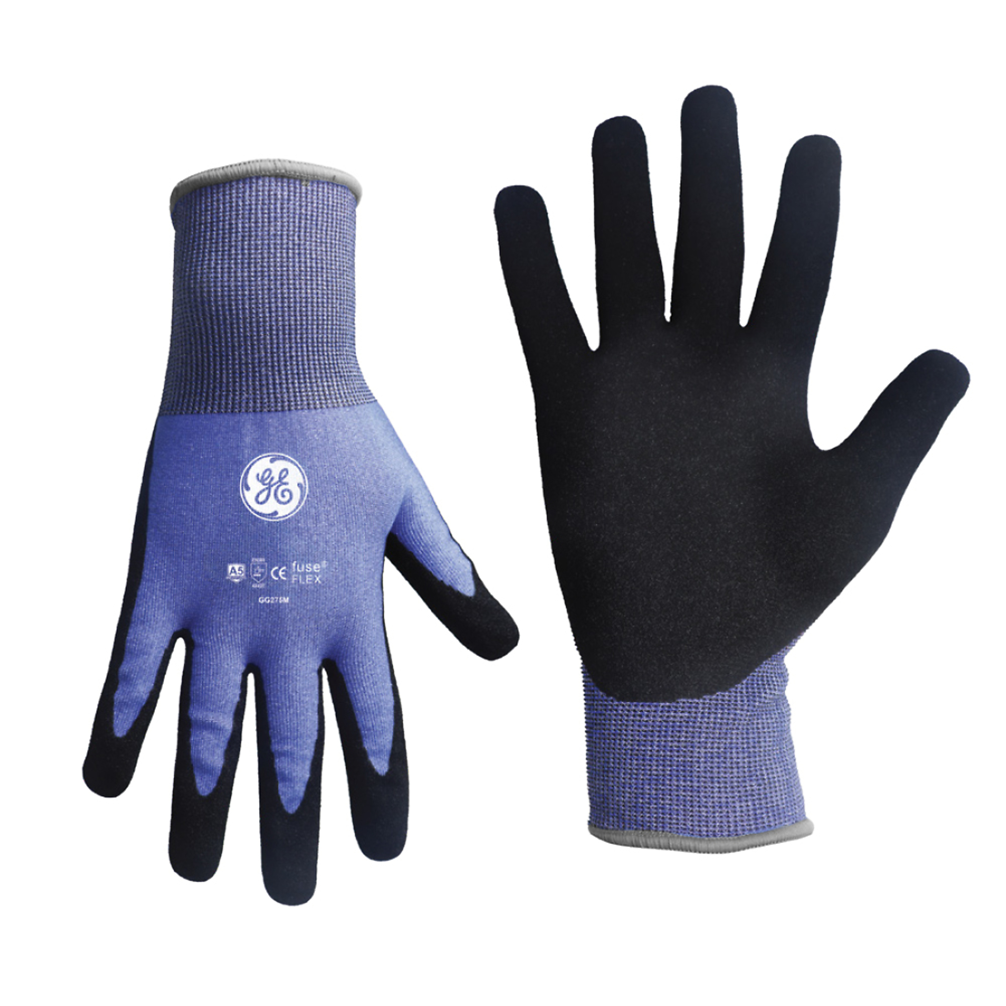 General Electric, SANDY NITRILE DIPPED A5 GLOVE L, Size L, Color BLUE ...