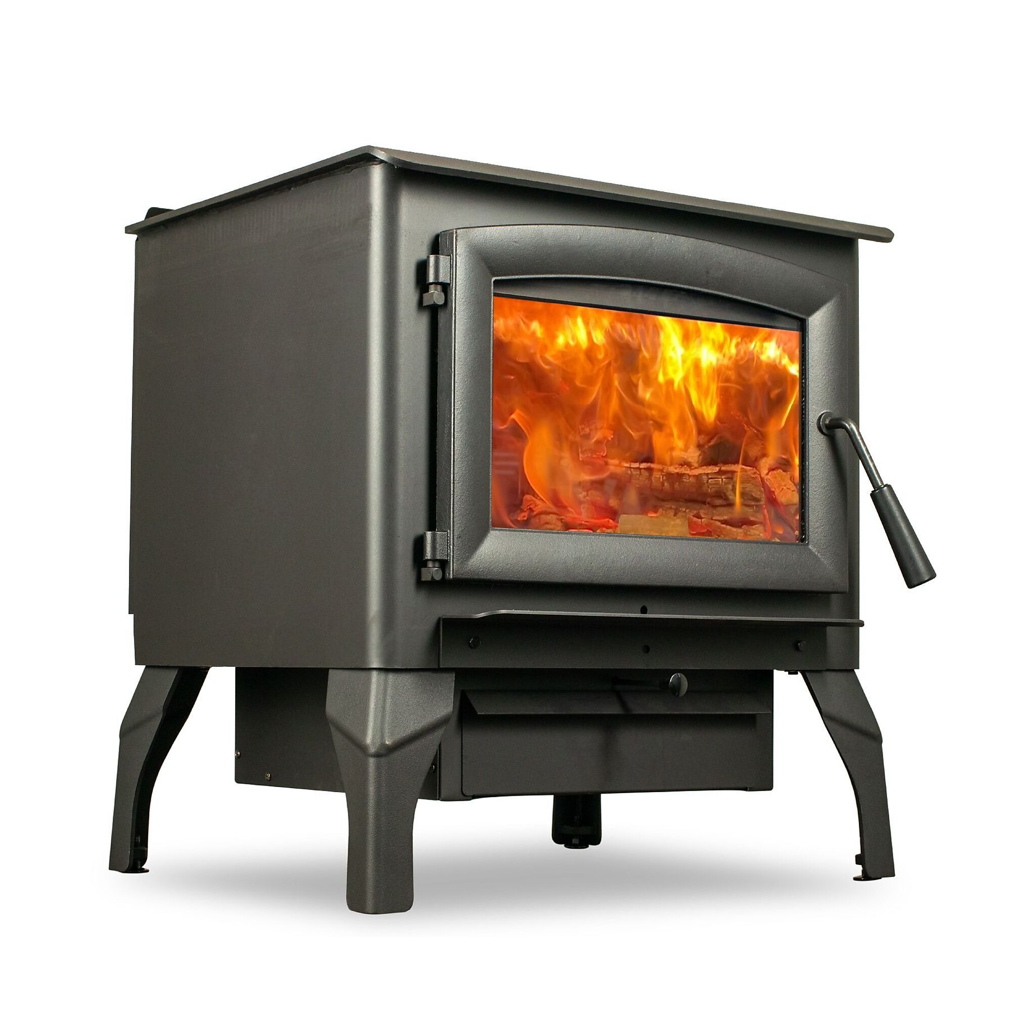 US Stove Company, Classic Wood Stove, 112800 BTU/hour, Heats up to 2500 Square Feet, Model# US2500E-BL