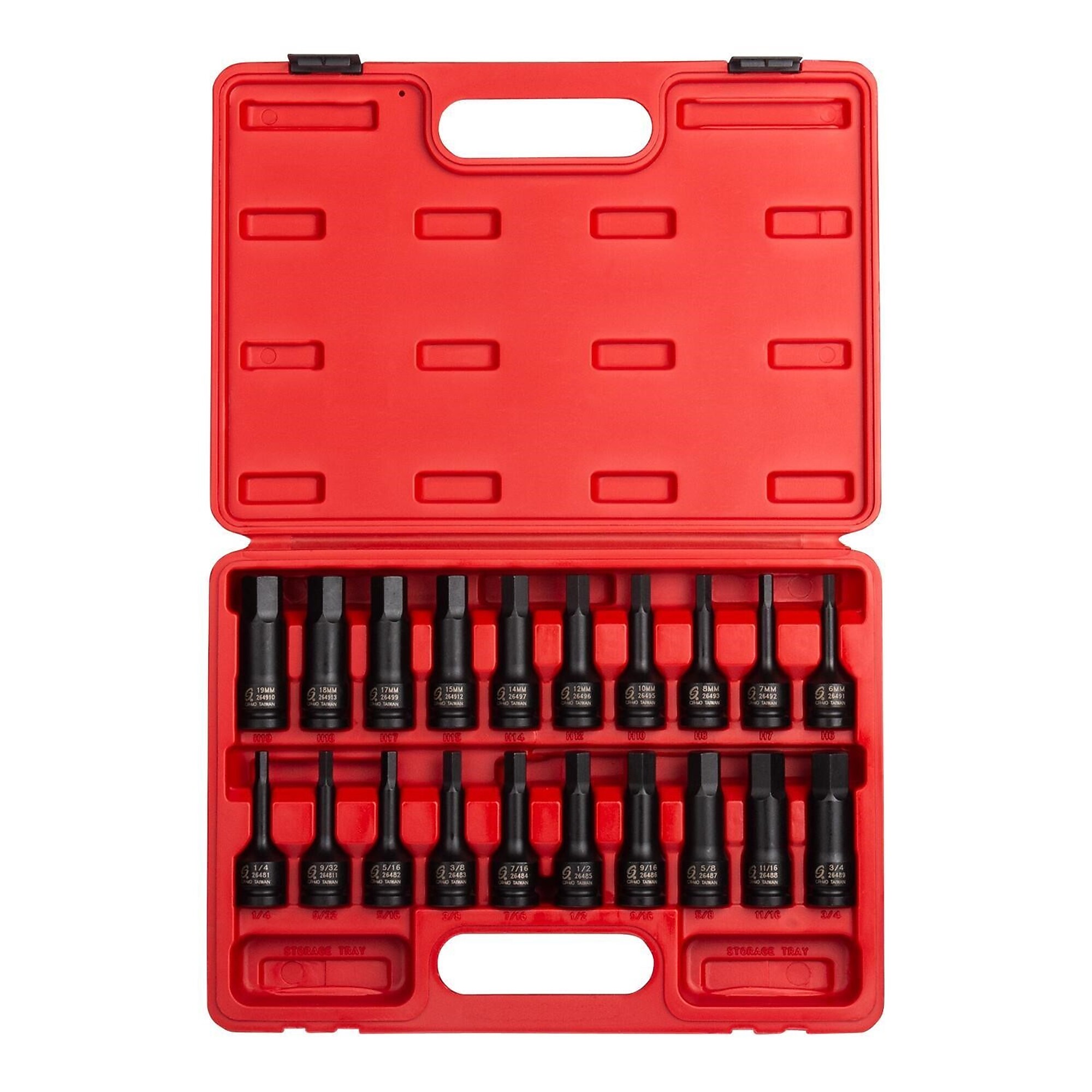 Sunex Tools Hex Impact Socket Set — 1/2in. Drive, SAE/Metric, 4in. Length, 20-Pc, Cr-Mo Steel, Model# 2637