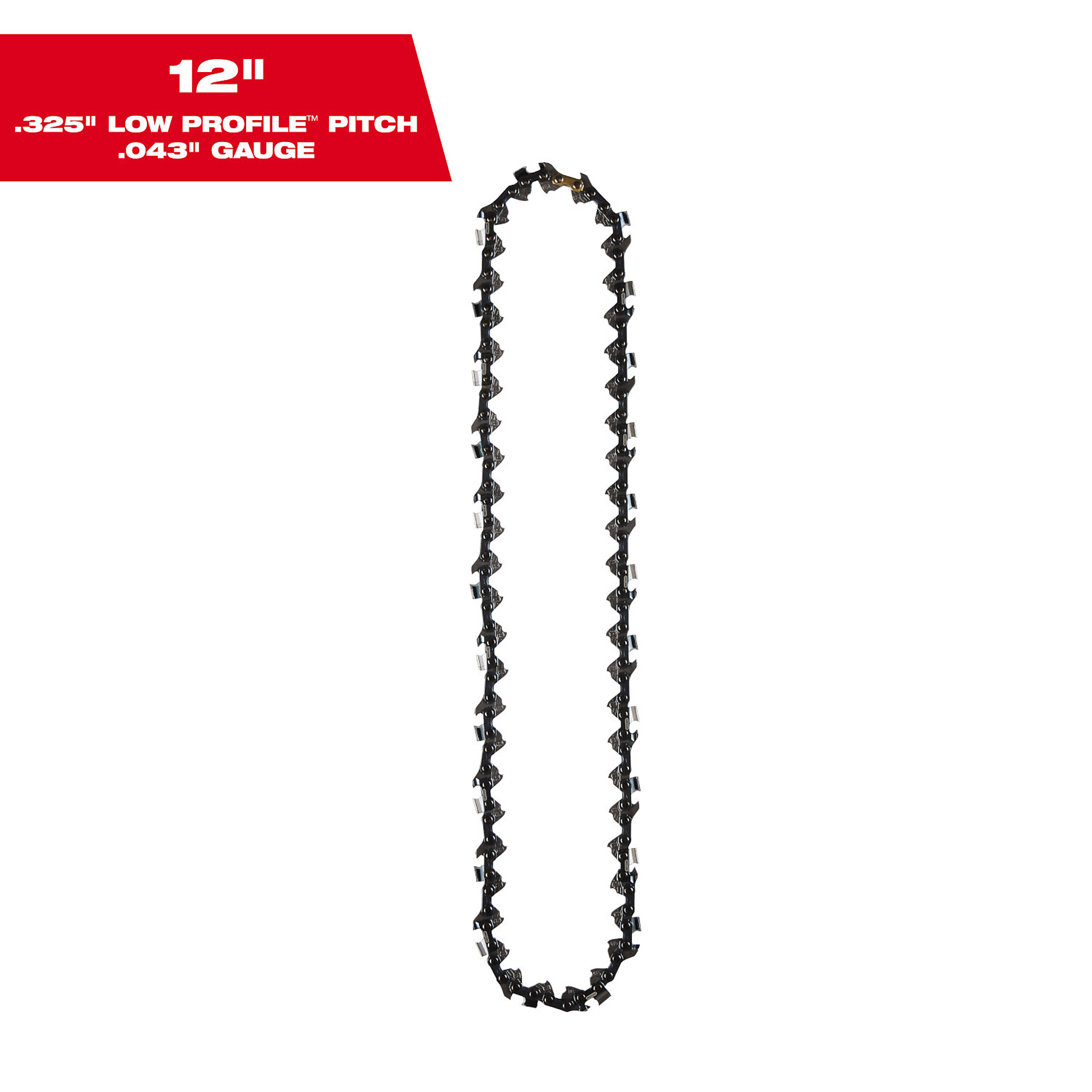 Milwaukee 12" .325" LOW PROFILE™ Pitch, .043" Gauge Saw Chain, Model# 49-16-2742
