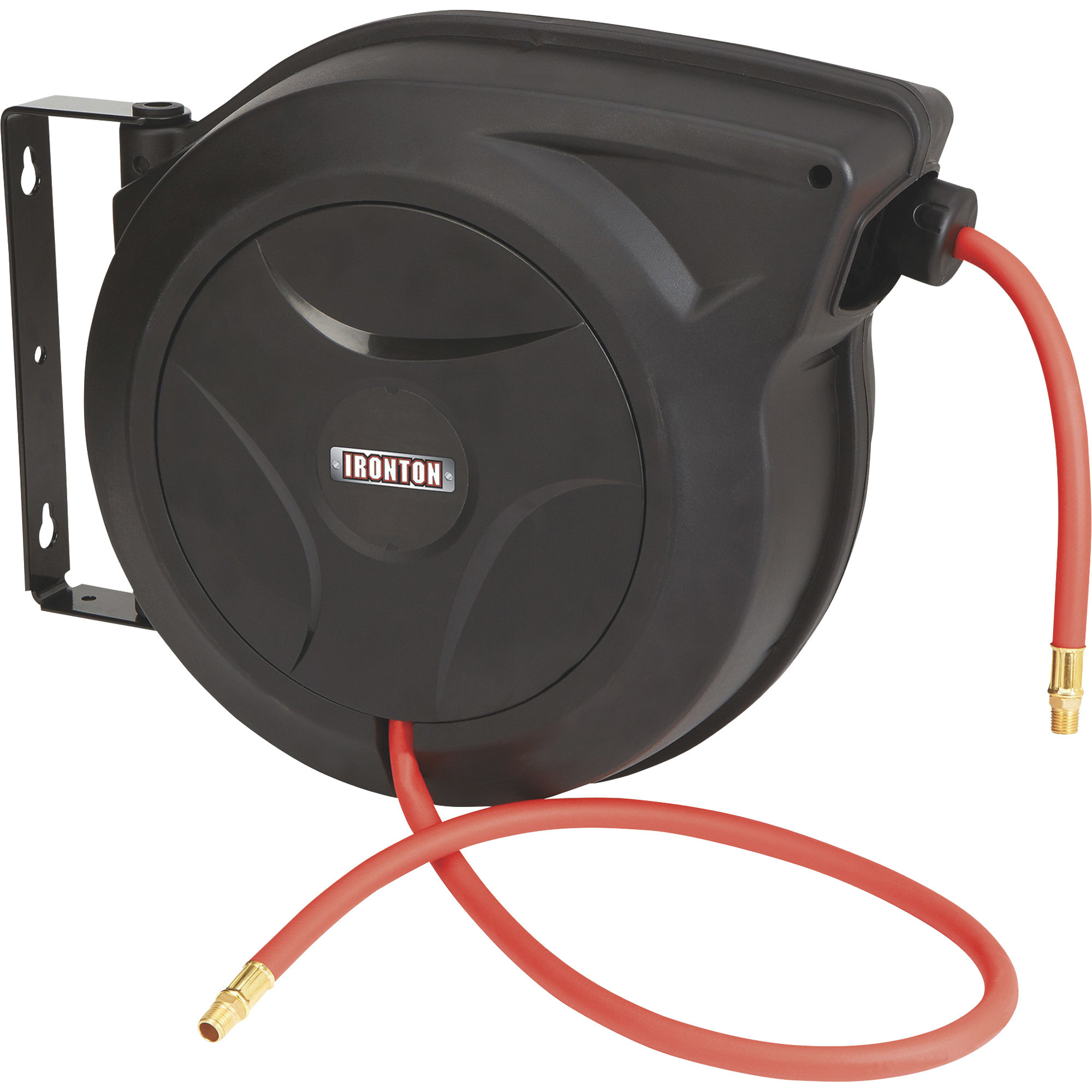 Ironton Retractable Auto Return Hose Reel with 3/8inch x 50ft. Hybrid Polymer Hose, 300 PSI 27807153