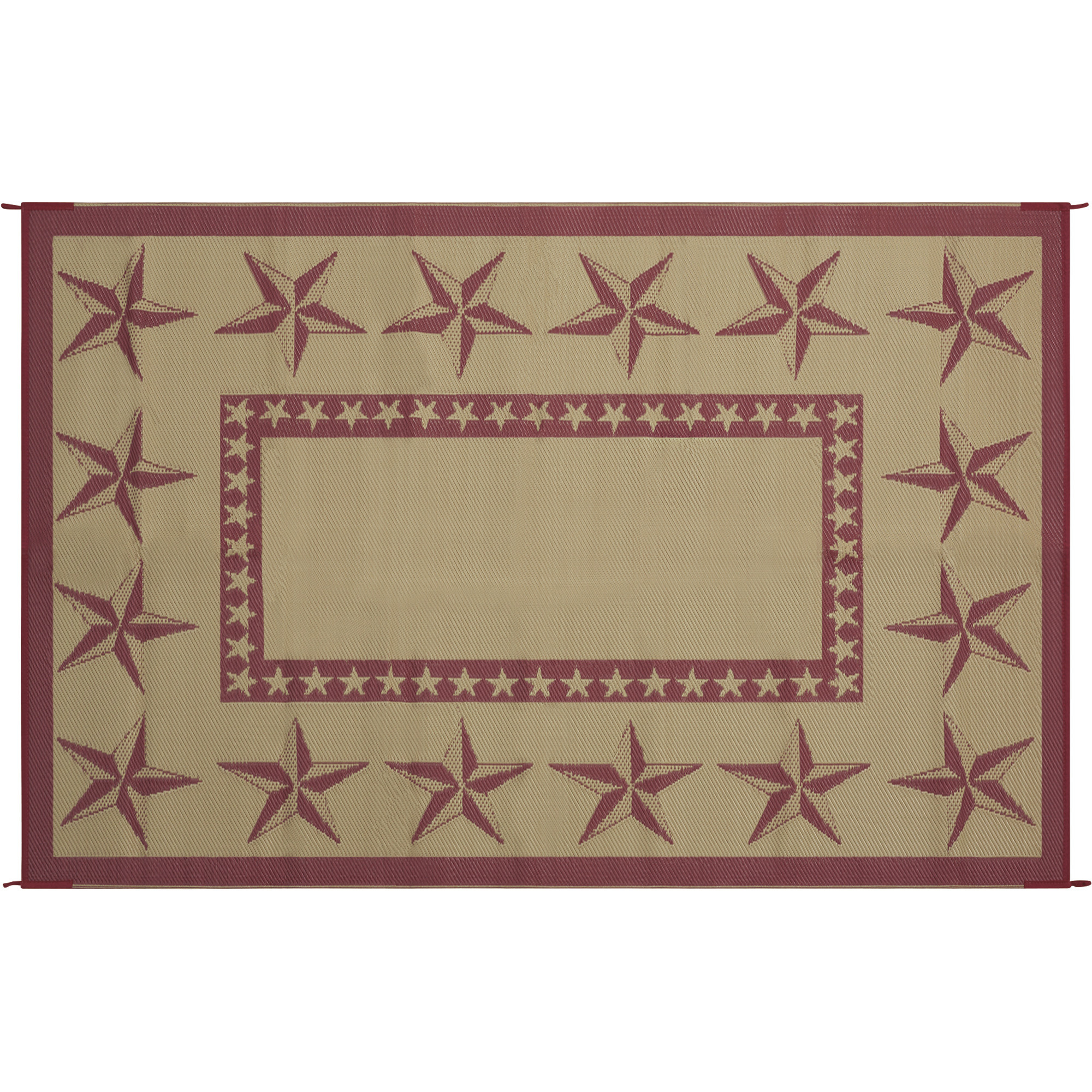 Outdoor Reversible Patio/RV Mat, 6ft. x 9ft. — Star, Red/Khaki