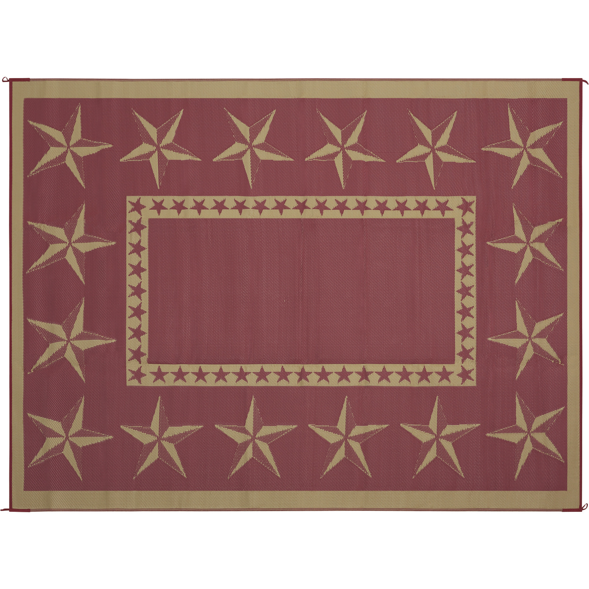 Outdoor Reversible Patio/RV Mat, 9ft. x 12ft., Star, Red/Khaki