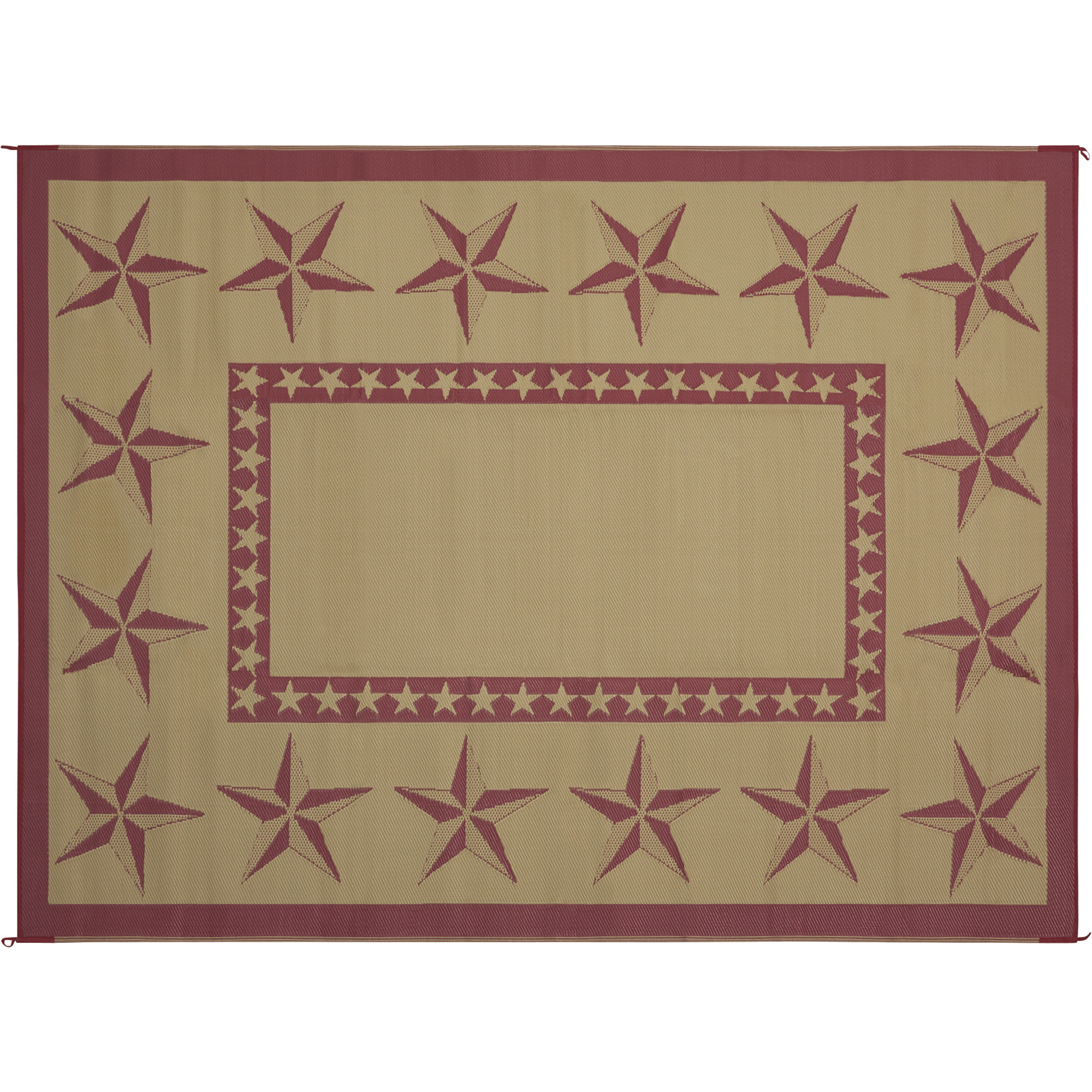 Outdoor Reversible Patio/RV Mat, 9ft. x 12ft., Star, Red/Khaki