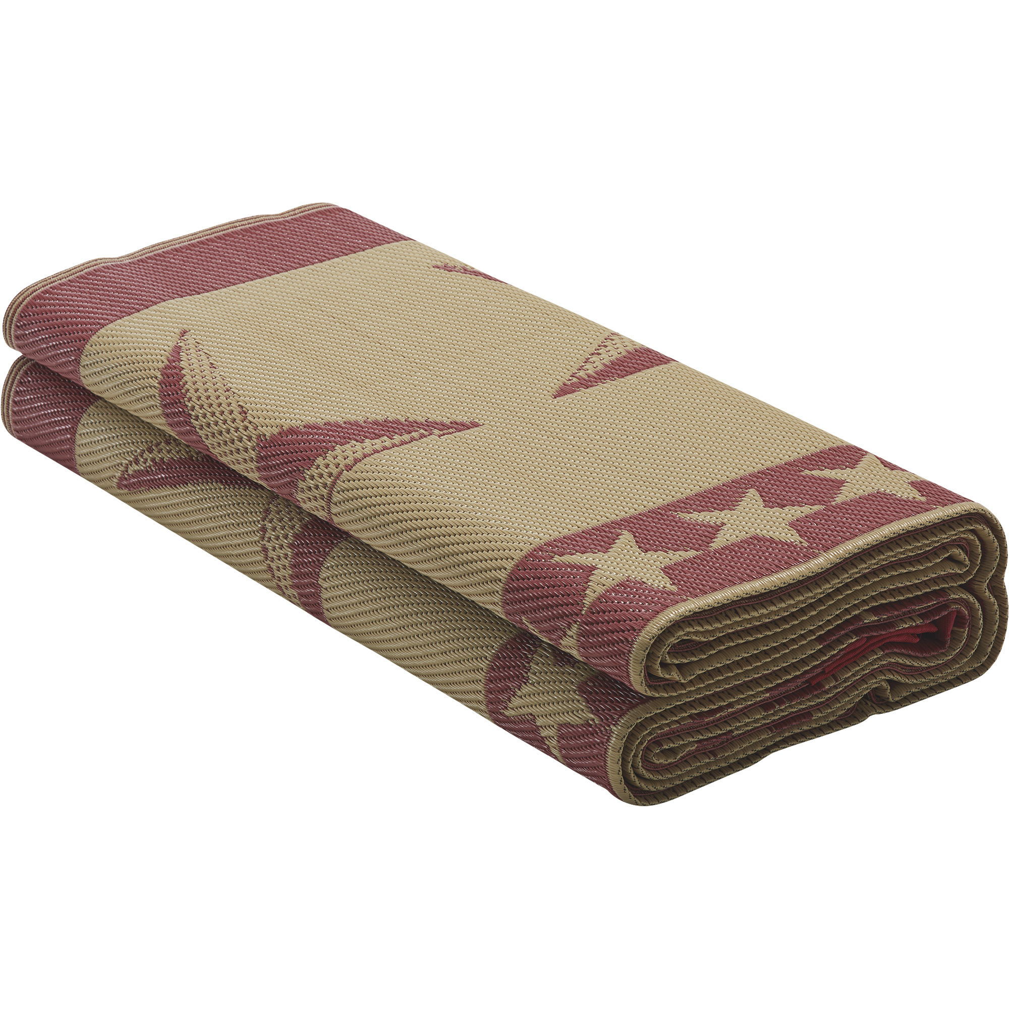 Outdoor Reversible Patio/RV Mat, 9ft. x 18ft. — Star, Red/Khaki