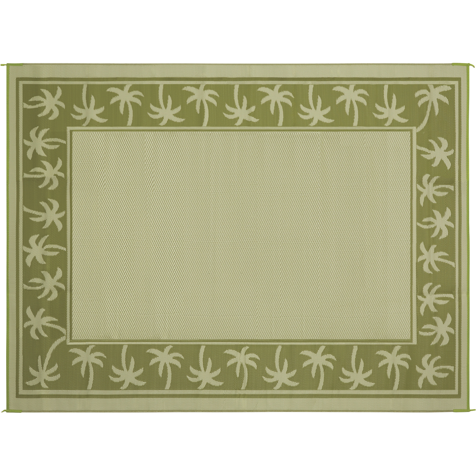 Outdoor Reversible Patio/RV Mat, 9ft. x 12ft. — Tropical, Green/Cream