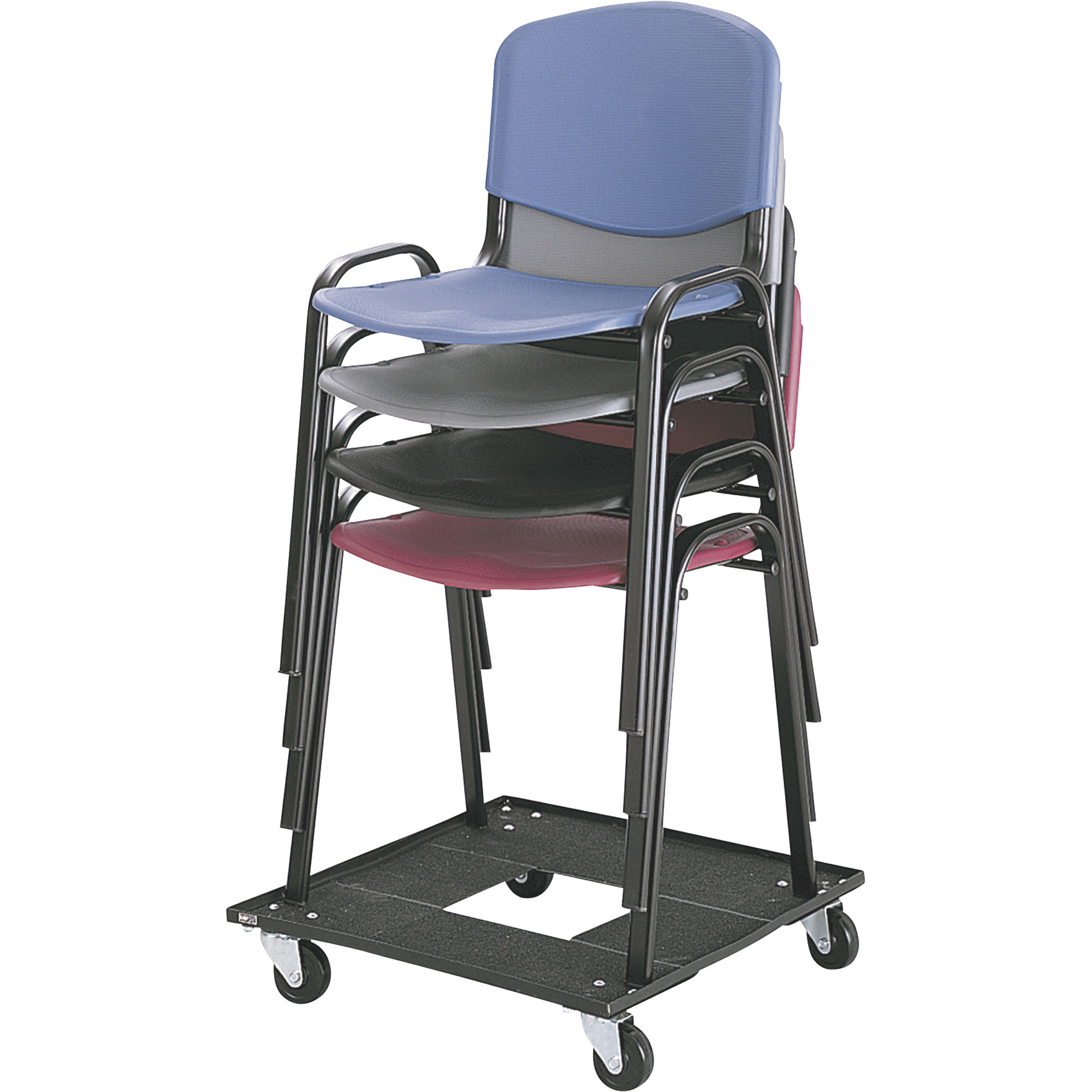 Safco Stack Chair Cart, Black, 23 1/2in.L x 23 1/5in.W x 4 1/2in.H, Model# 4188