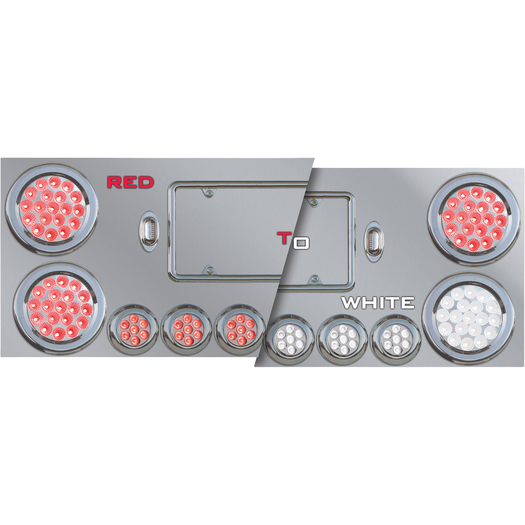 Trux Accessories Stainless Steel Rear Center Panel with Back Plate and Dual Color LEDs, Model# TU-9001L2