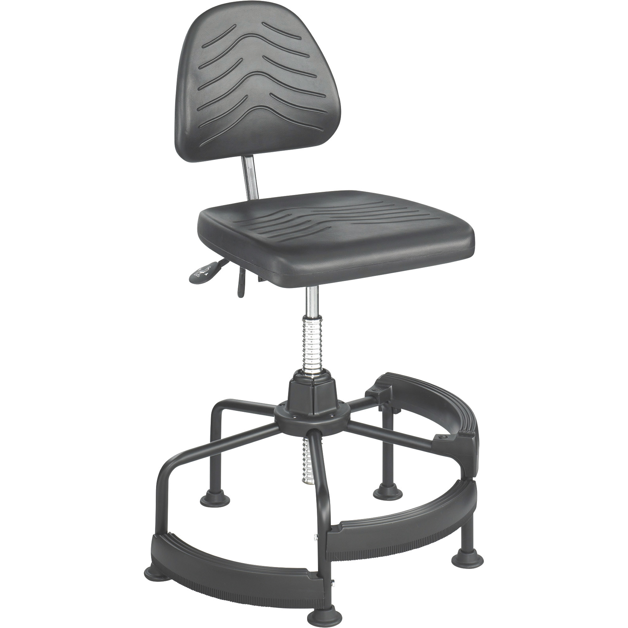 Safco Task Master Deluxe Industrial Chair, 26in. Dia. x 38-45in.H, Black, Model# 5120
