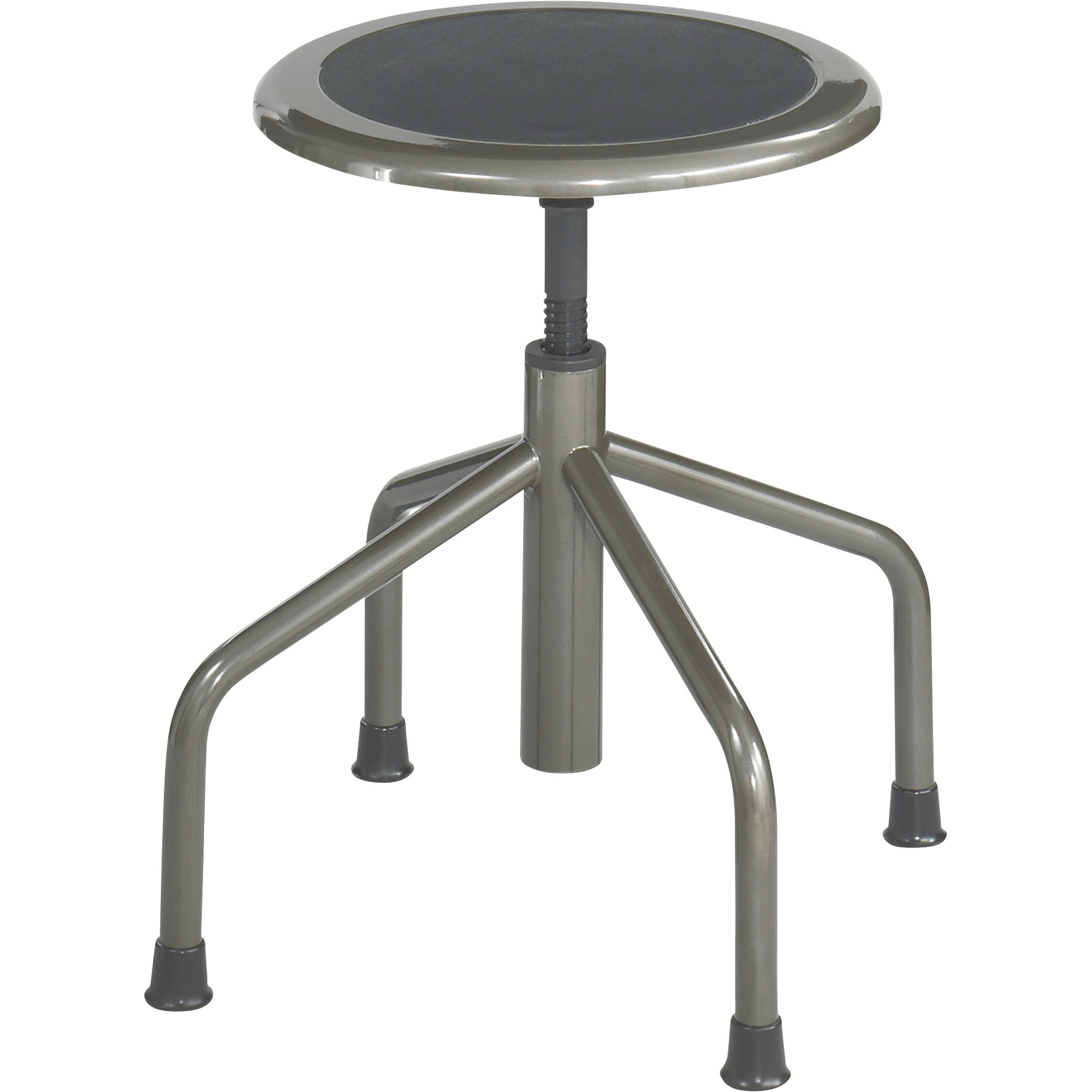 Safco Diesel Low Base Steel Industrial Stool, 15in. Dia. x 16-22in.H, Pewter, Model# 6665